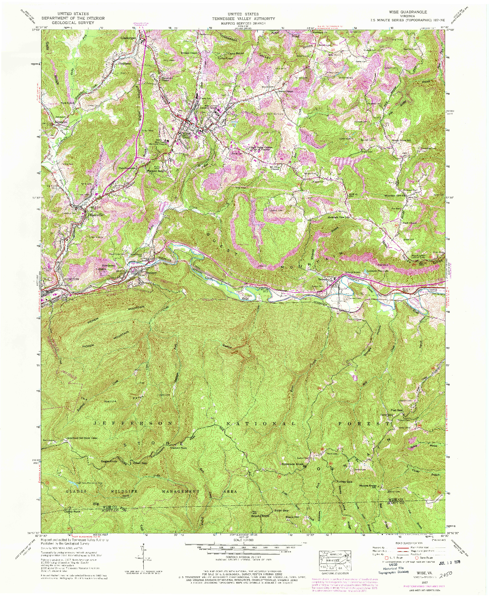 USGS 1:24000-SCALE QUADRANGLE FOR WISE, VA 1957