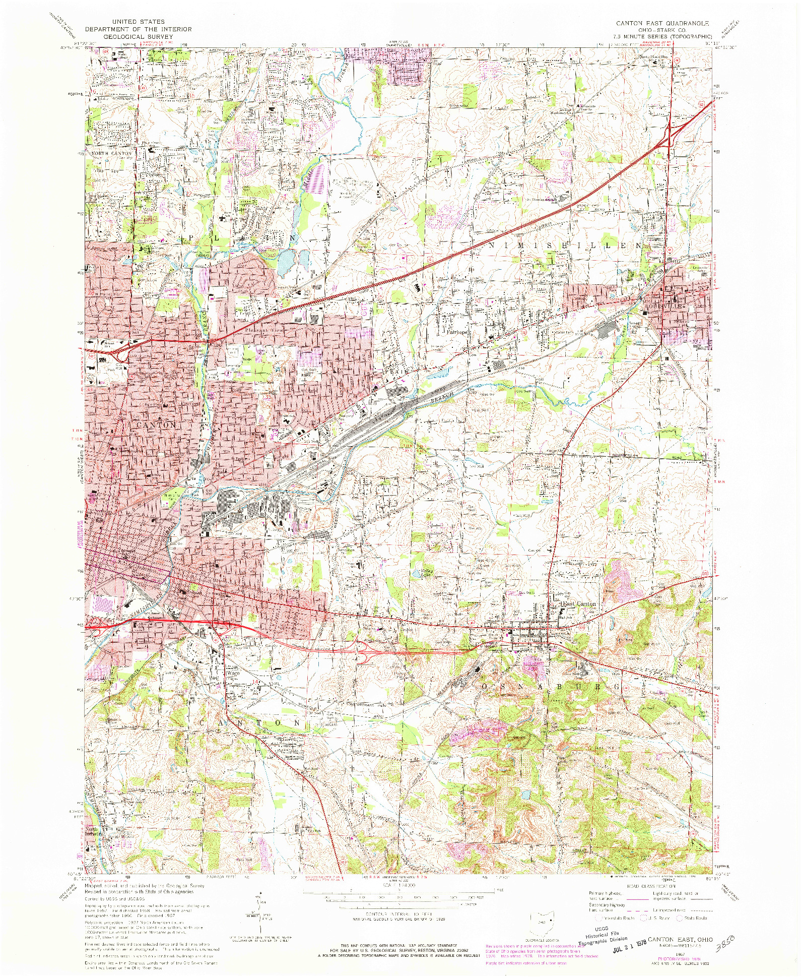 USGS 1:24000-SCALE QUADRANGLE FOR CANTON EAST, OH 1967