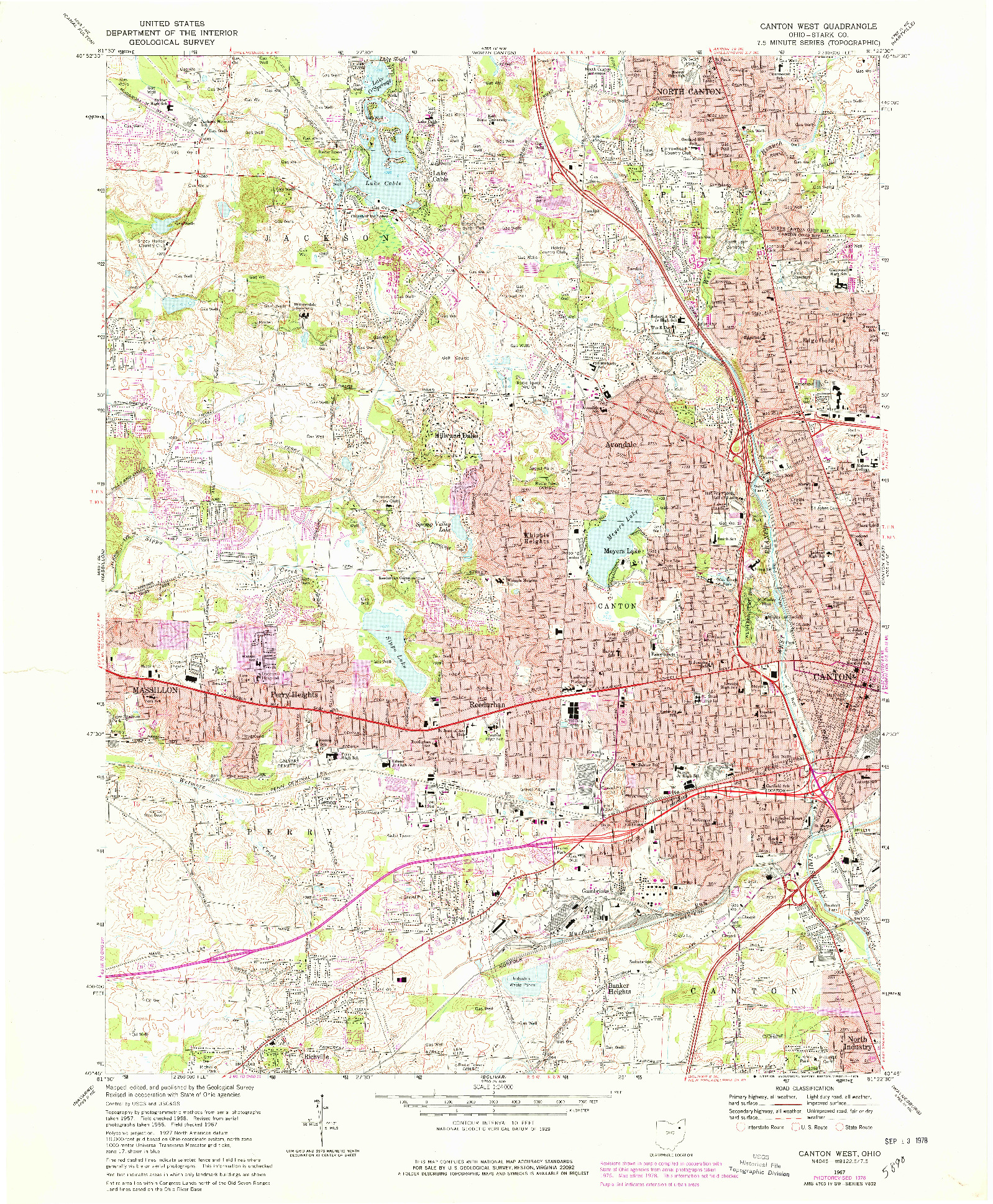 USGS 1:24000-SCALE QUADRANGLE FOR CANTON WEST, OH 1967