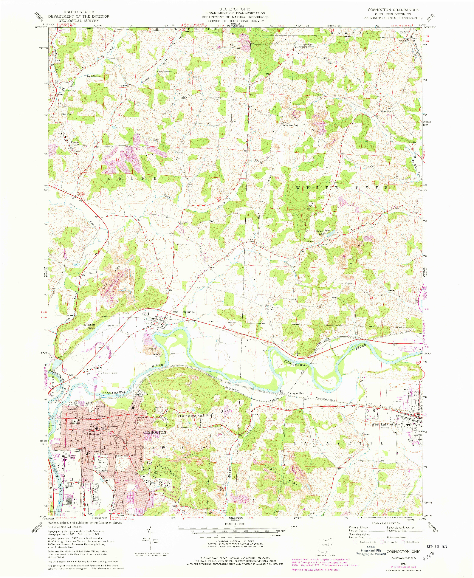 USGS 1:24000-SCALE QUADRANGLE FOR COSHOCTON, OH 1961