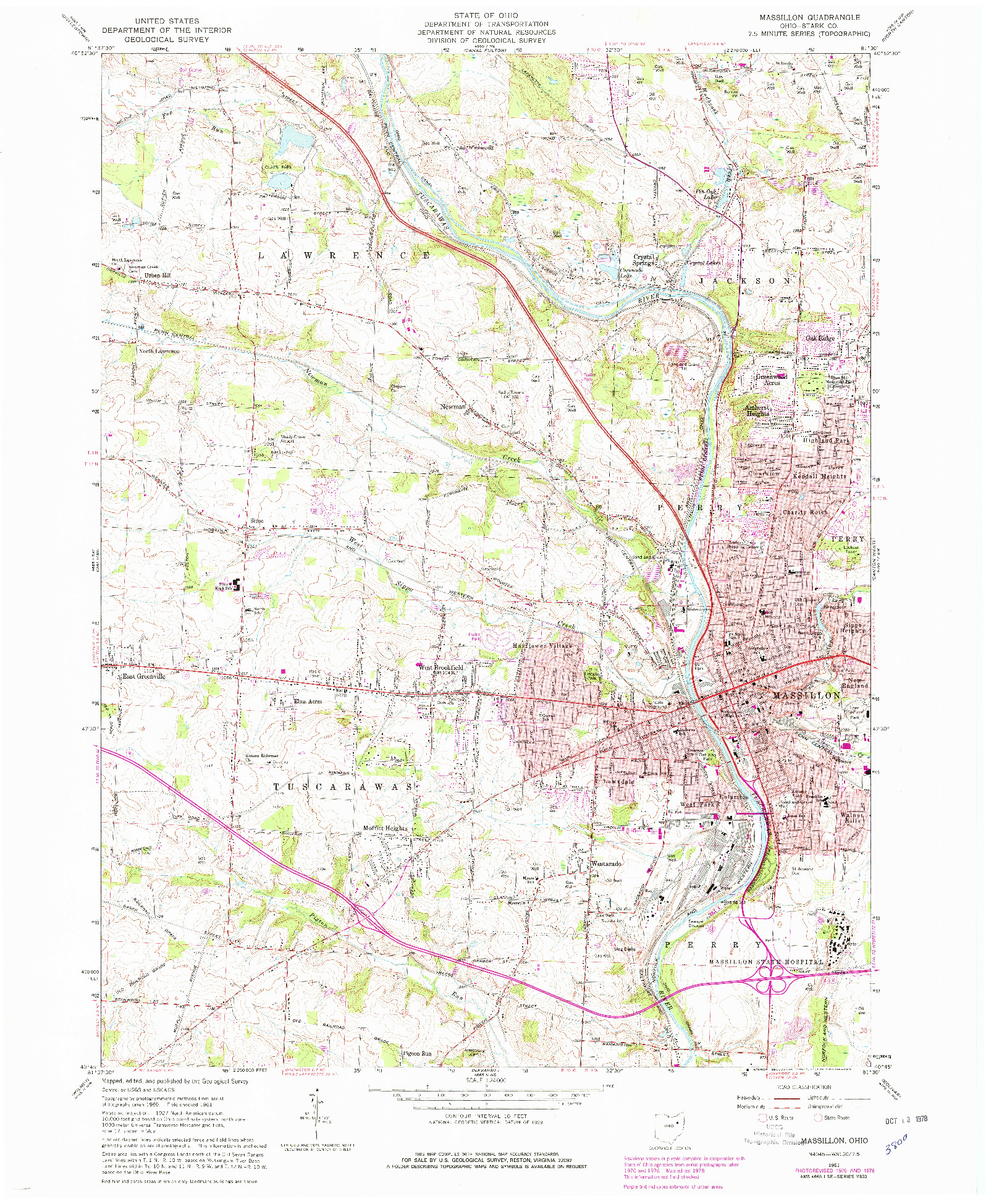 USGS 1:24000-SCALE QUADRANGLE FOR MASSILLON, OH 1961