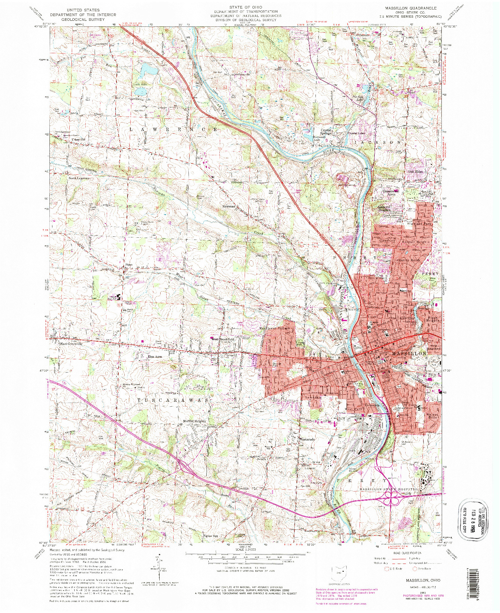 USGS 1:24000-SCALE QUADRANGLE FOR MASSILLON, OH 1961