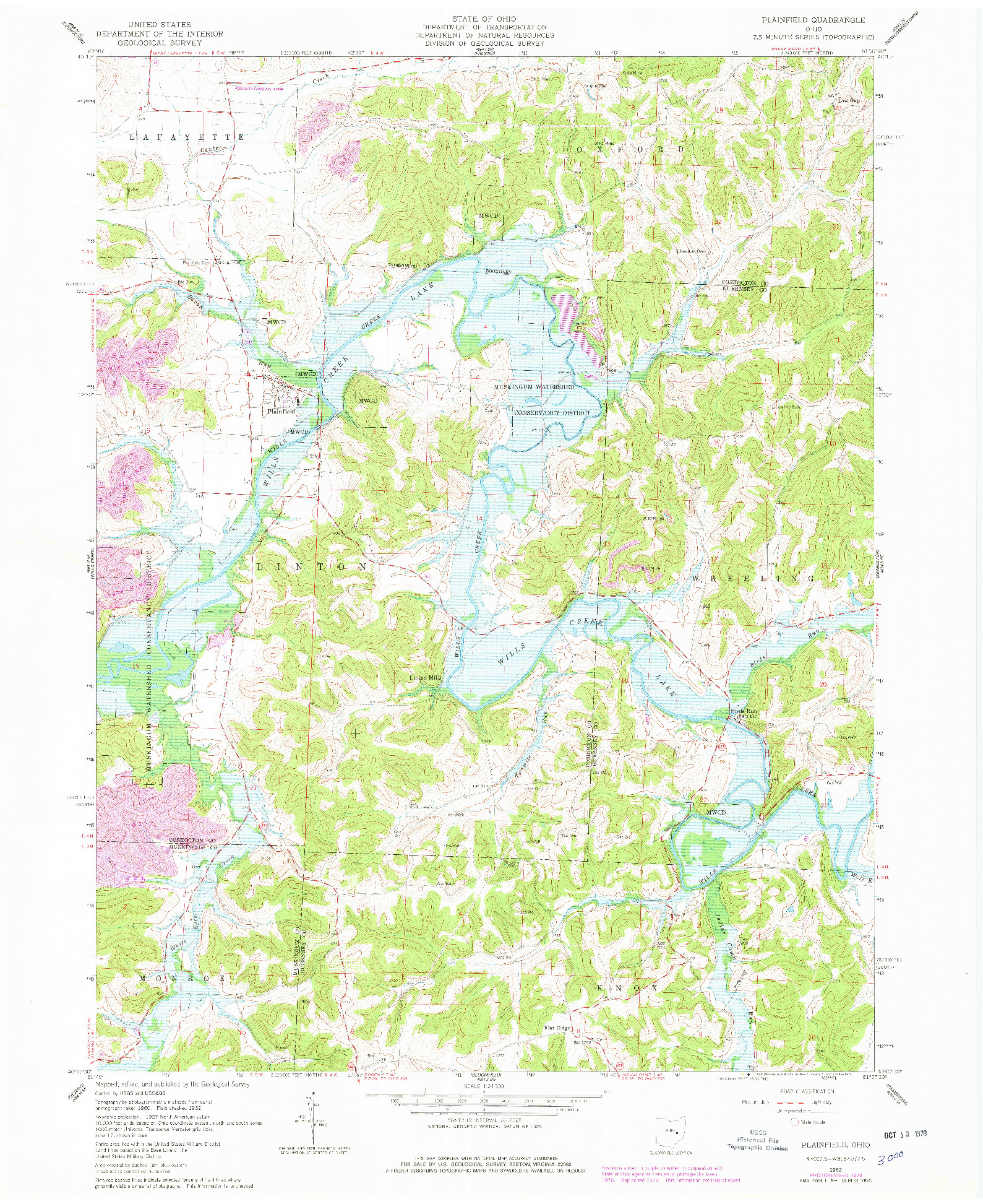 USGS 1:24000-SCALE QUADRANGLE FOR PLAINFIELD, OH 1962