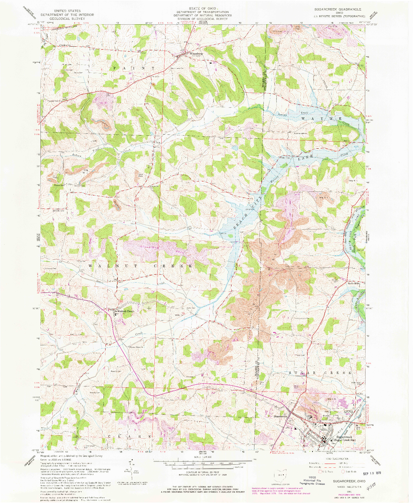 USGS 1:24000-SCALE QUADRANGLE FOR SUGARCREEK, OH 1961