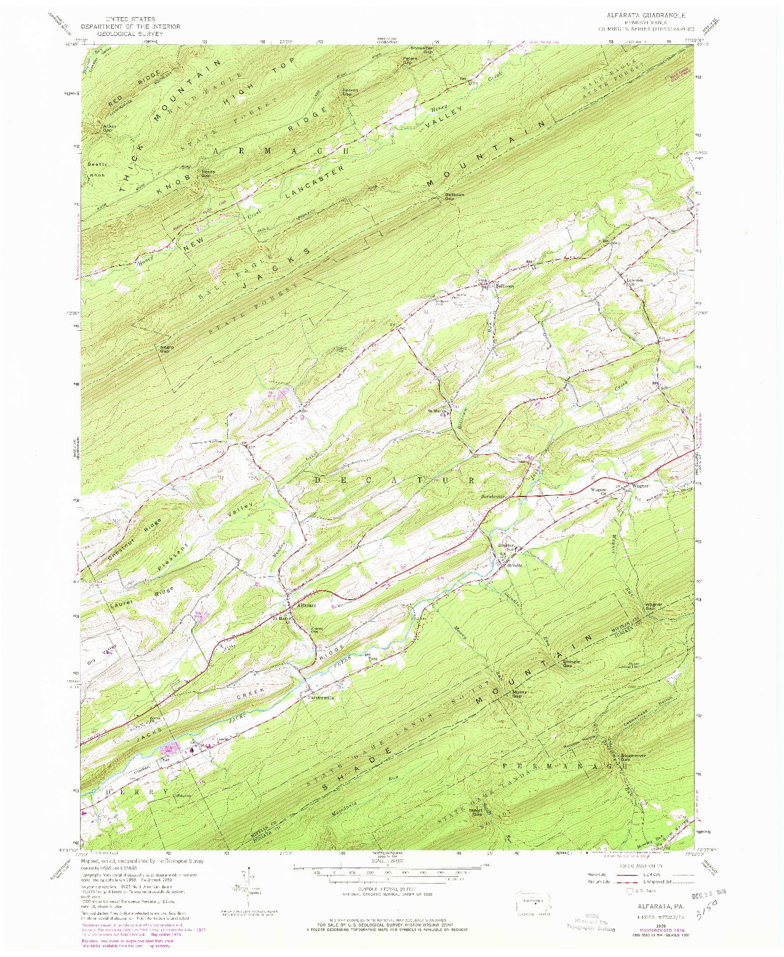 USGS 1:24000-SCALE QUADRANGLE FOR ALFARATA, PA 1959