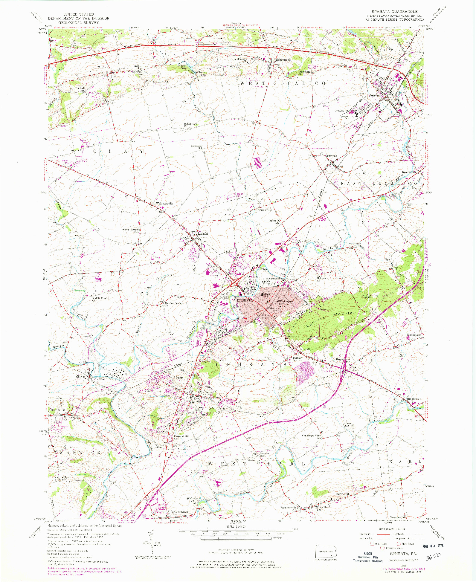 USGS 1:24000-SCALE QUADRANGLE FOR EPHRATA, PA 1956