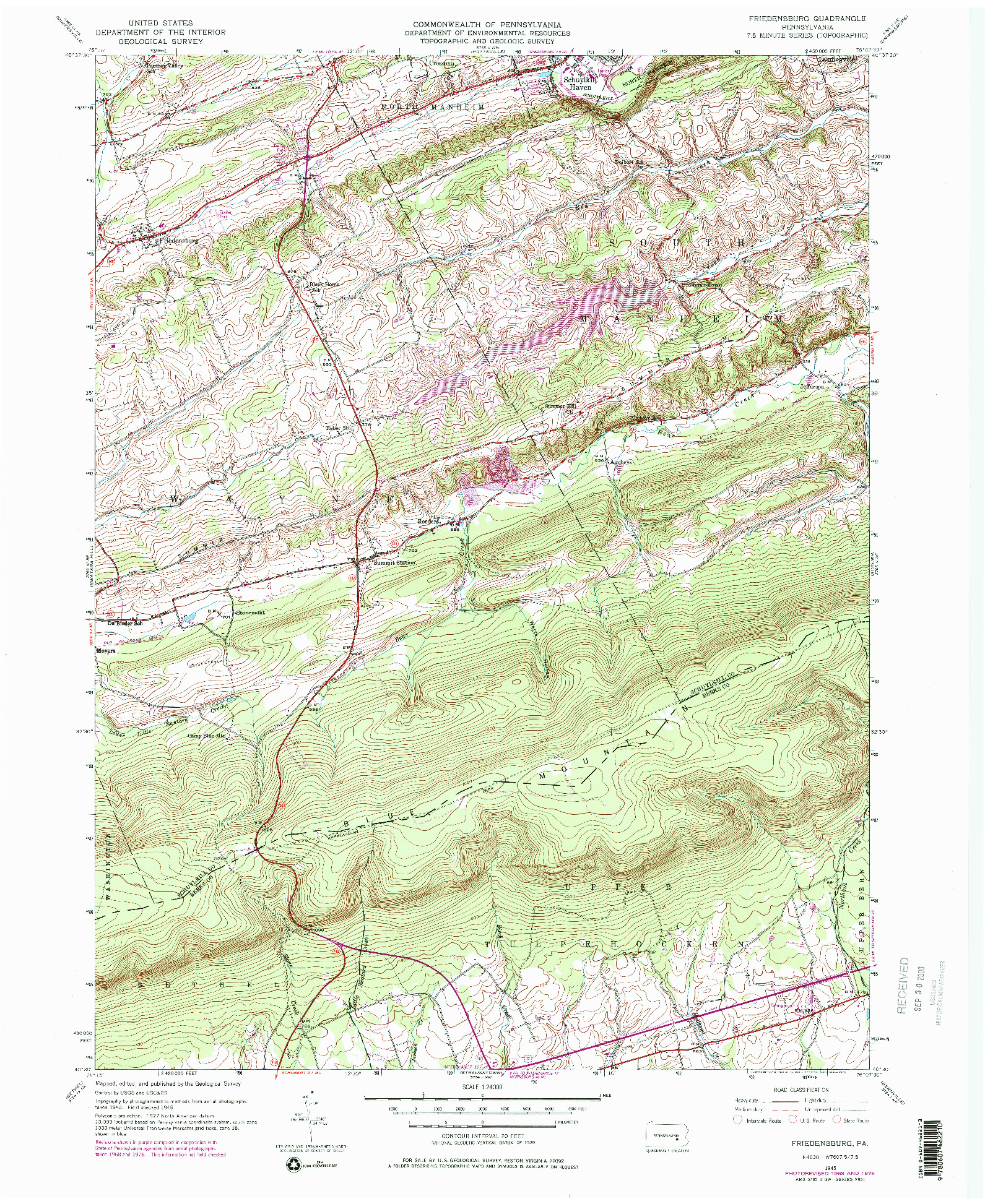 USGS 1:24000-SCALE QUADRANGLE FOR FRIEDENSBURG, PA 1945