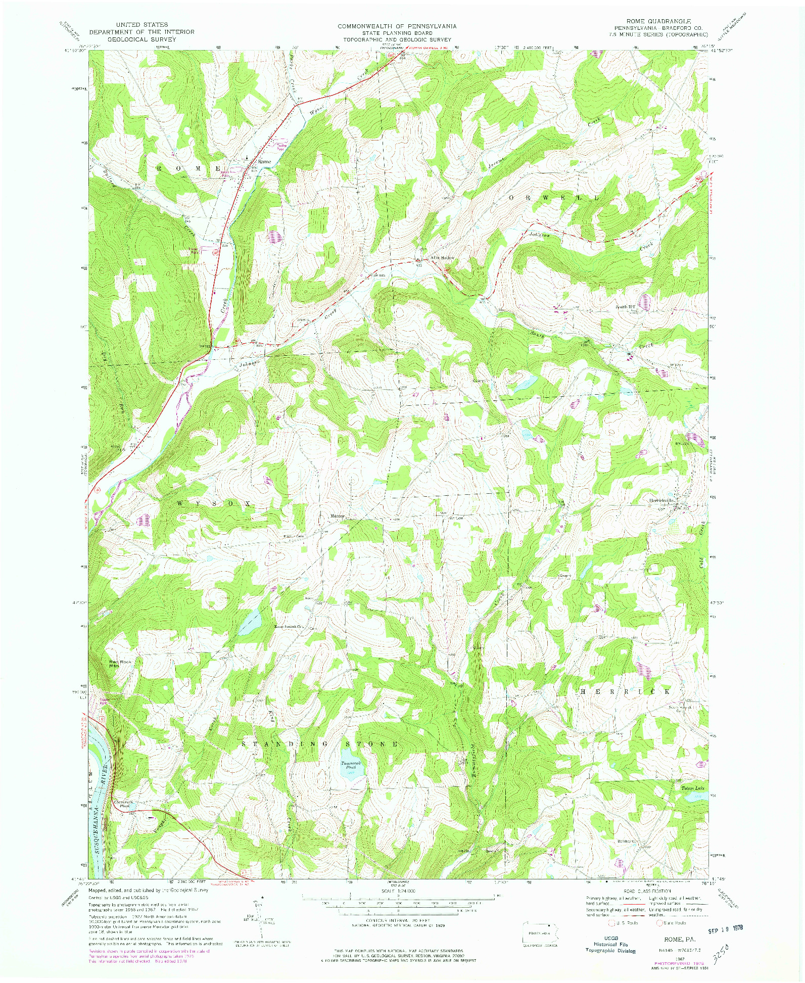 USGS 1:24000-SCALE QUADRANGLE FOR ROME, PA 1967