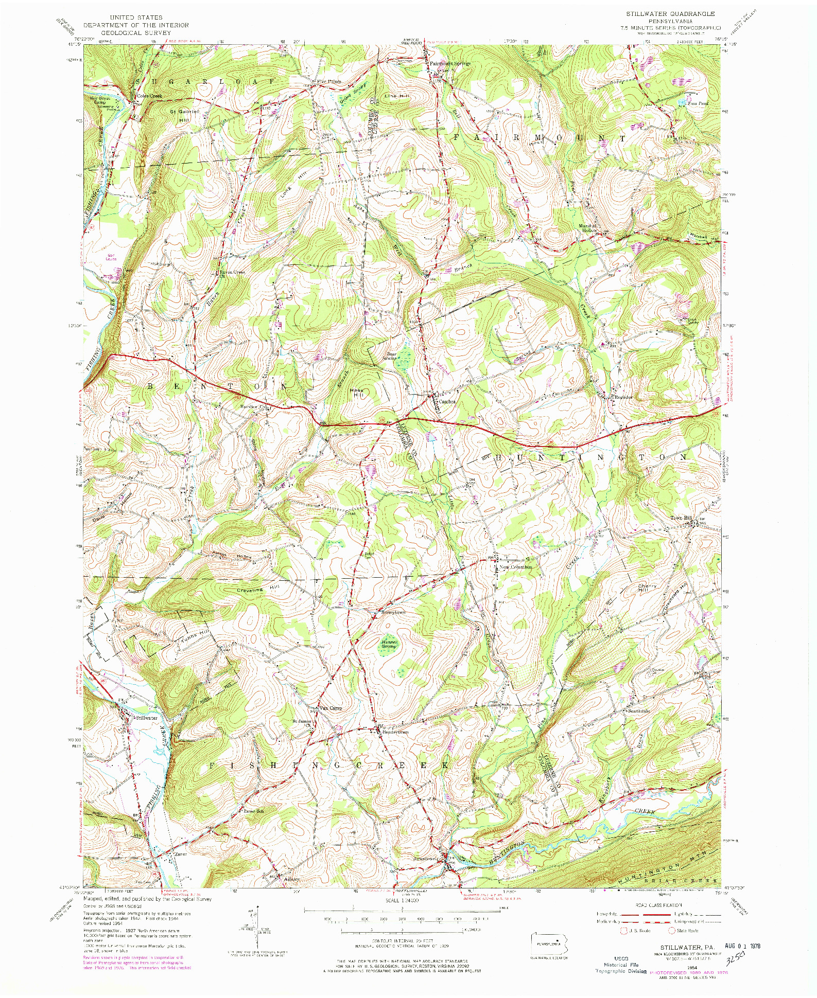 USGS 1:24000-SCALE QUADRANGLE FOR STILLWATER, PA 1954