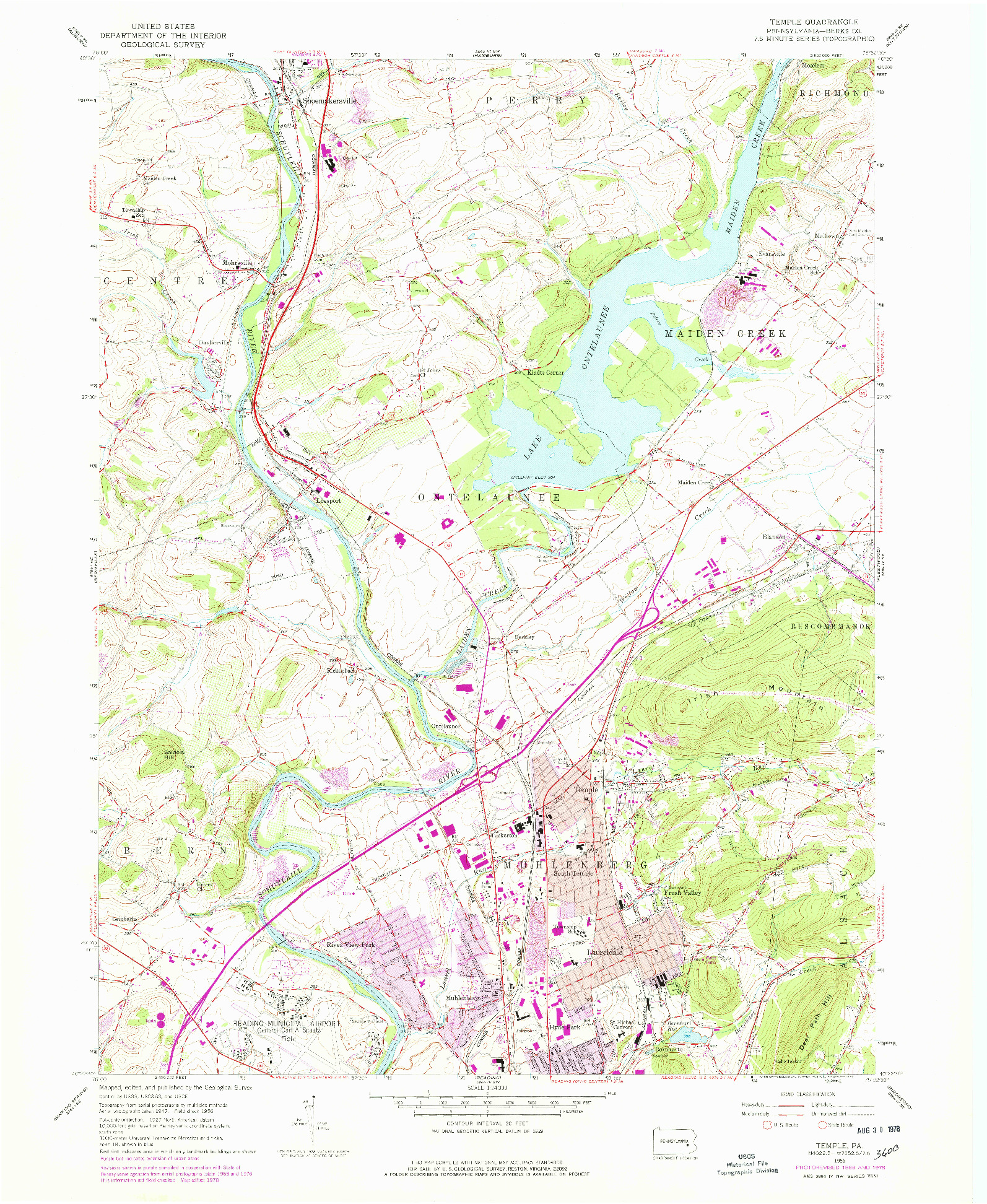 USGS 1:24000-SCALE QUADRANGLE FOR TEMPLE, PA 1956