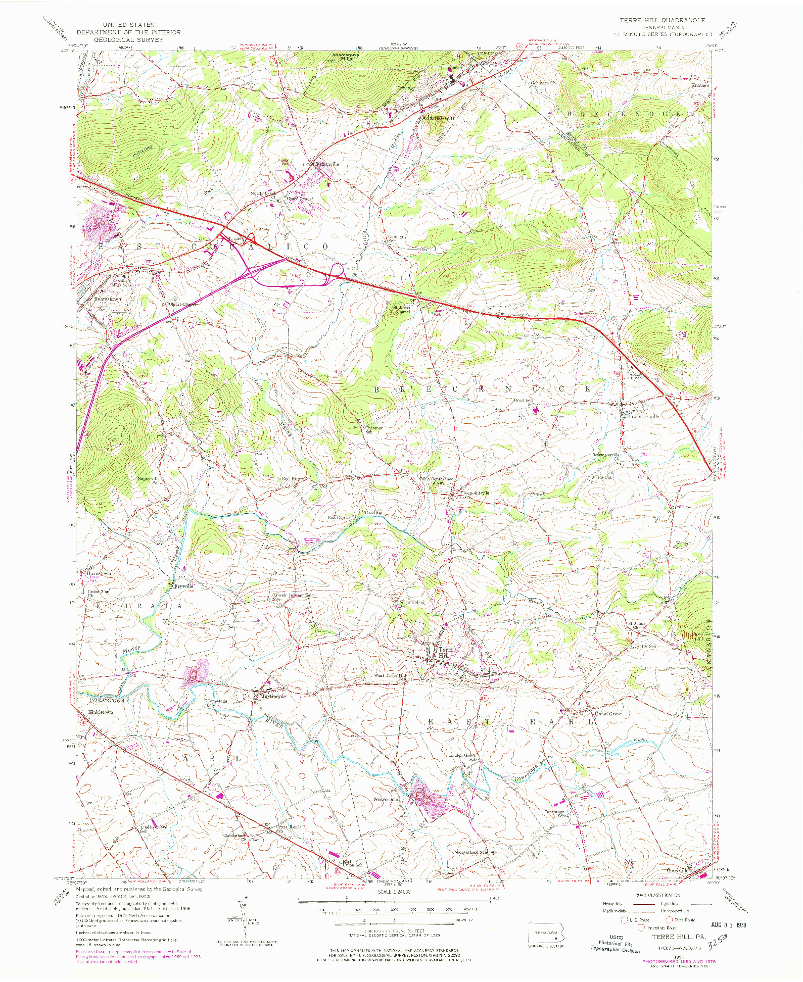 USGS 1:24000-SCALE QUADRANGLE FOR TERRE HILL, PA 1956