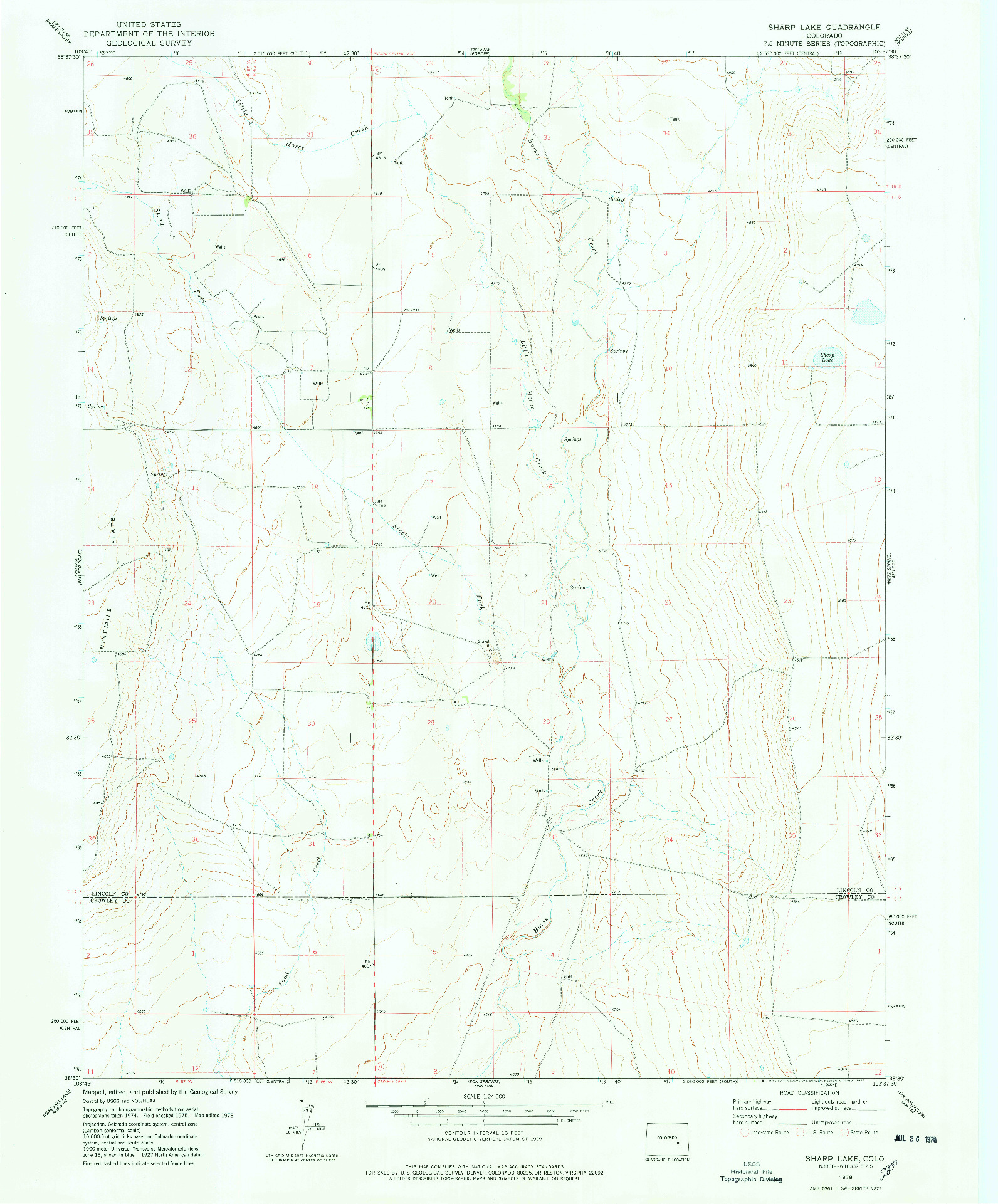 USGS 1:24000-SCALE QUADRANGLE FOR SHARP LAKE, CO 1978