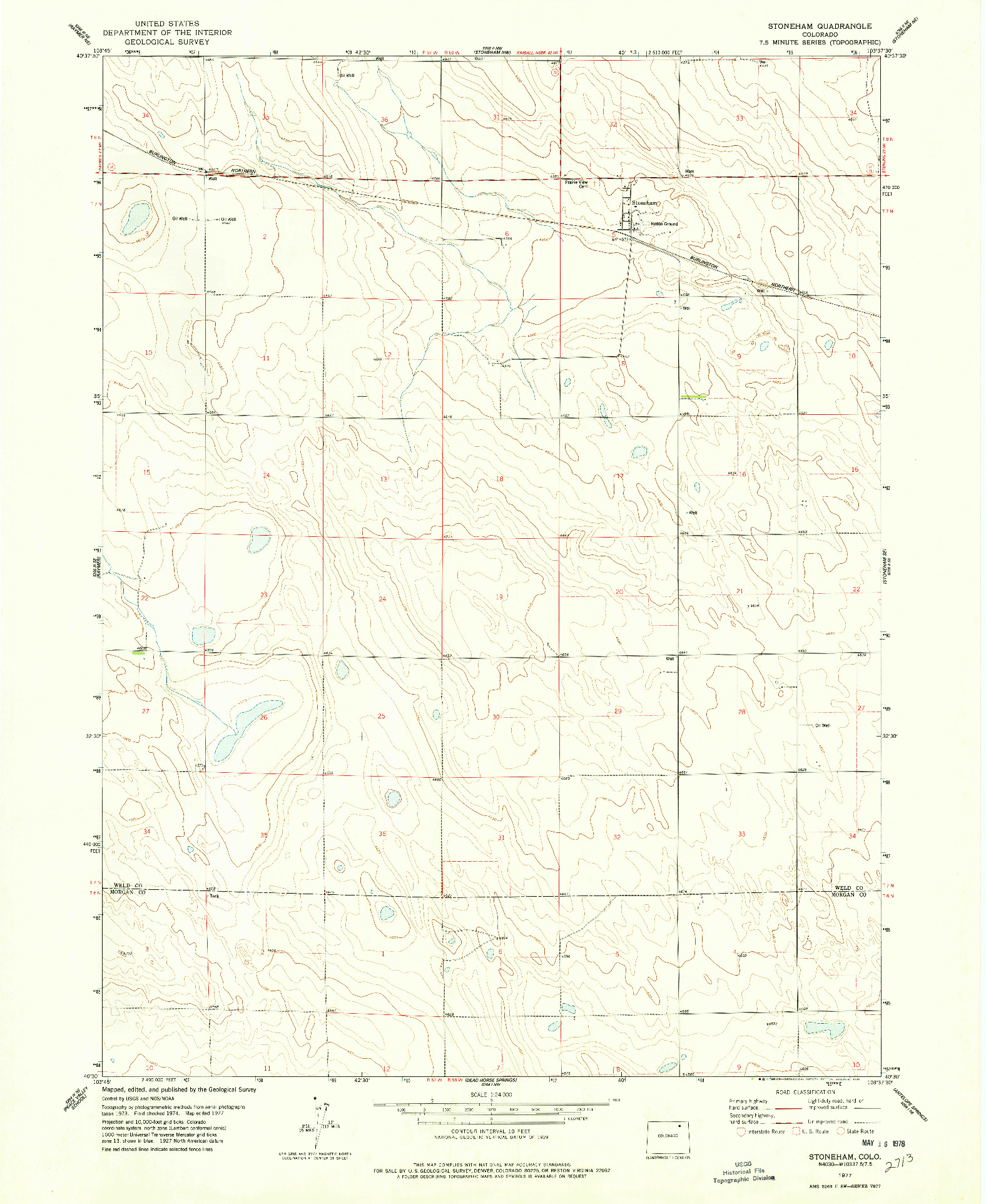 USGS 1:24000-SCALE QUADRANGLE FOR STONEHAM, CO 1977