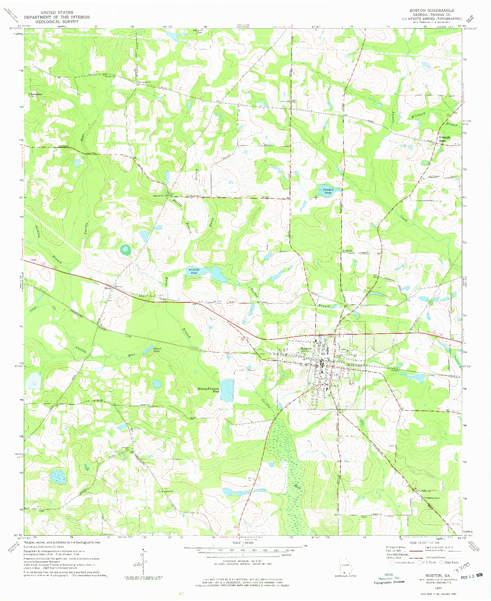 USGS 1:24000-SCALE QUADRANGLE FOR BOSTON, GA 1977