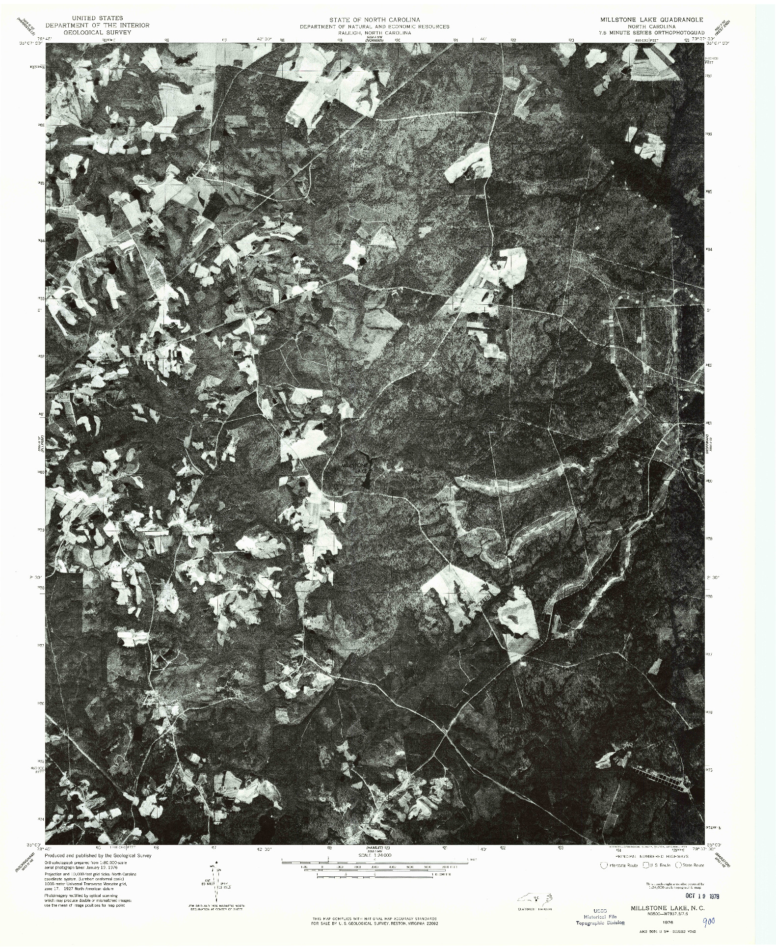 USGS 1:24000-SCALE QUADRANGLE FOR MILLSTONE LAKE, NC 1976