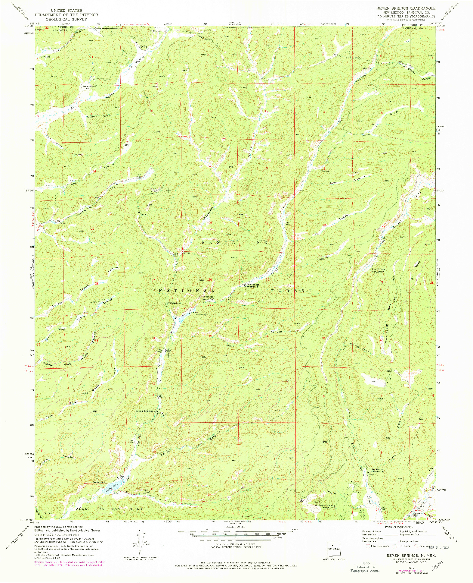 USGS 1:24000-SCALE QUADRANGLE FOR SEVEN SPRINGS, NM 1970