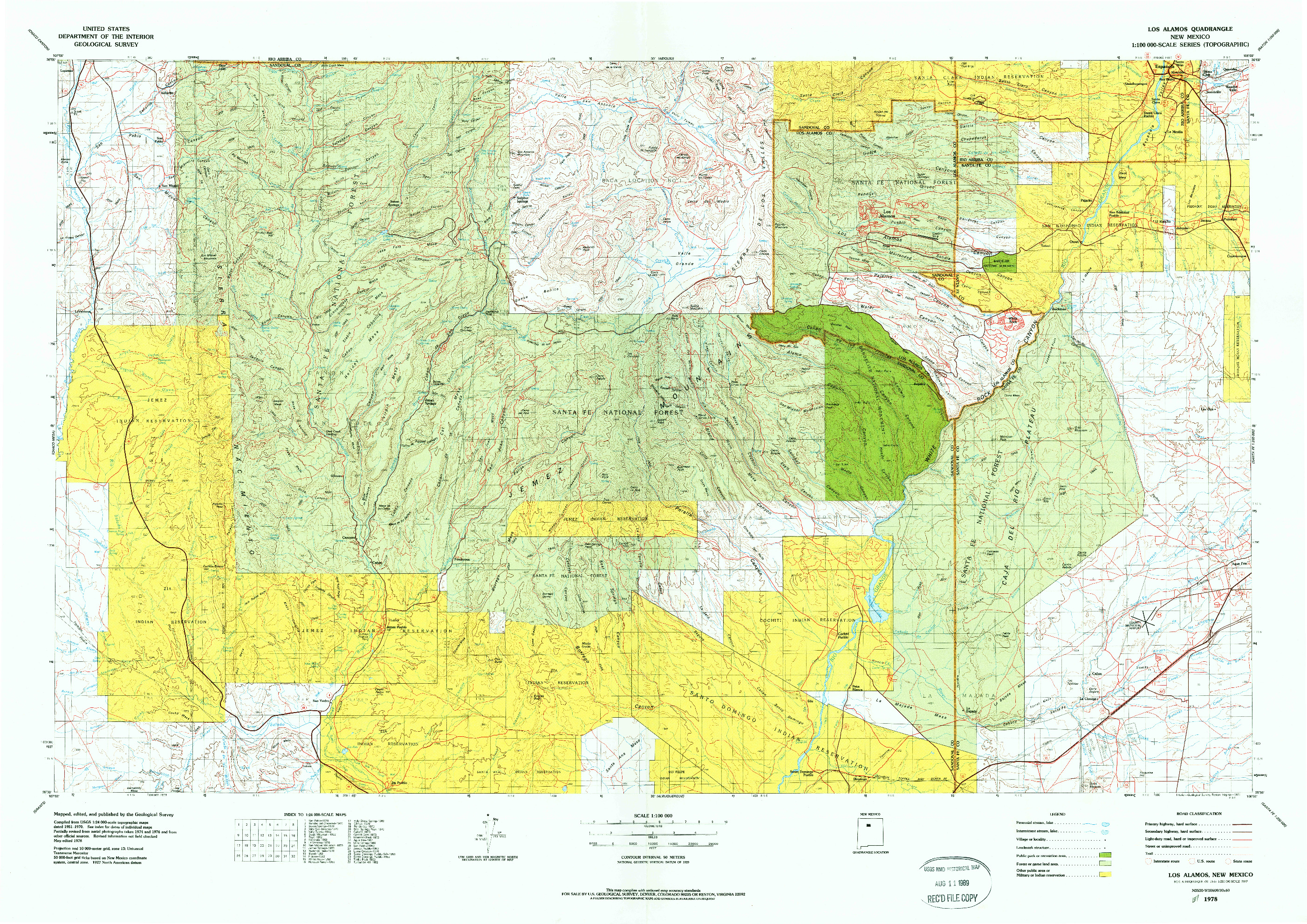 USGS 1:100000-SCALE QUADRANGLE FOR LOS ALAMOS, NM 1978