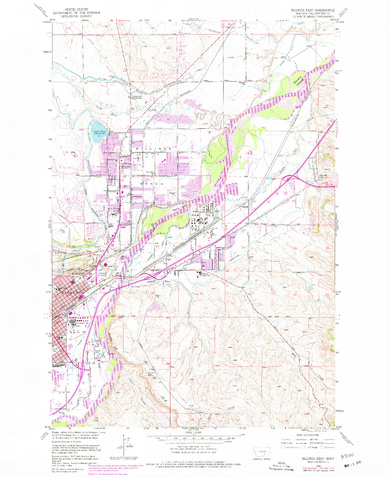 USGS 1:24000-SCALE QUADRANGLE FOR BILLINGS EAST, MT 1956