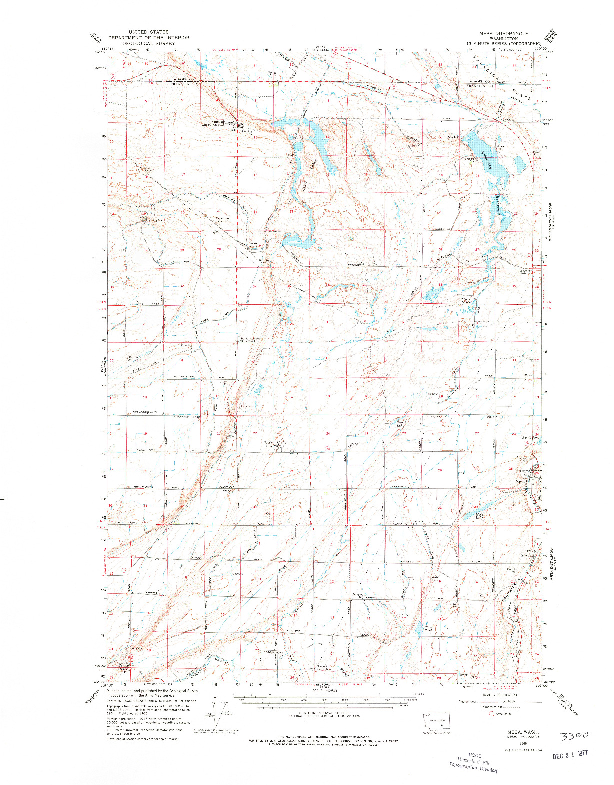 USGS 1:62500-SCALE QUADRANGLE FOR MESA, WA 1965