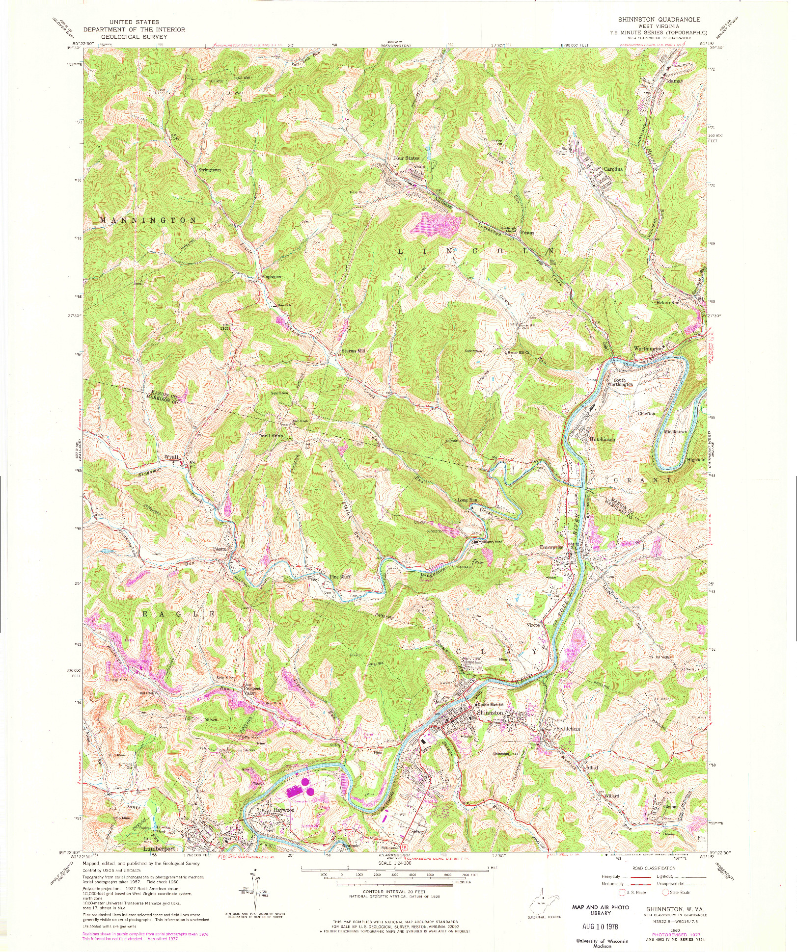 USGS 1:24000-SCALE QUADRANGLE FOR SHINNSTON, WV 1960