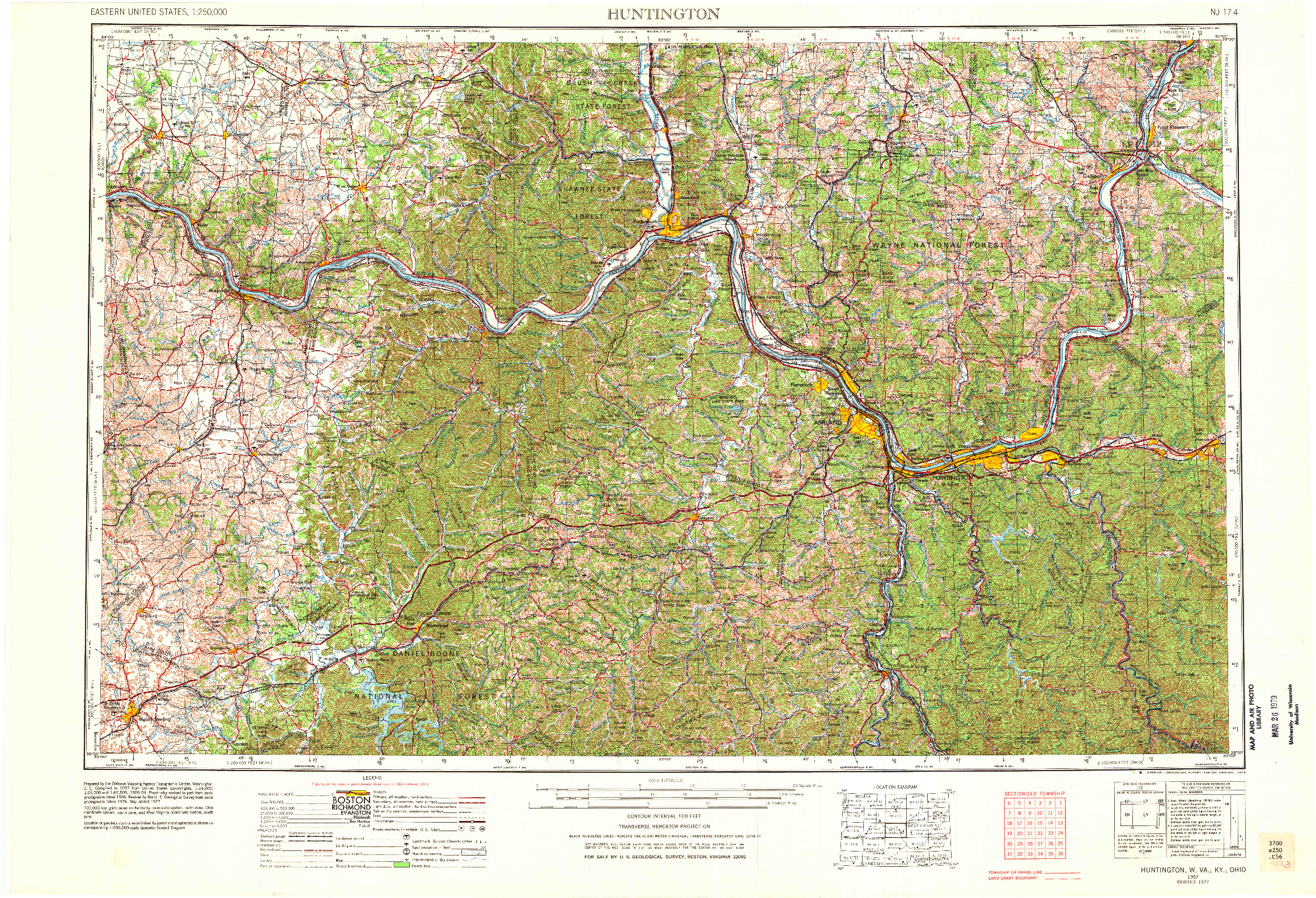 USGS 1:250000-SCALE QUADRANGLE FOR HUNTINGTON, WV 1957