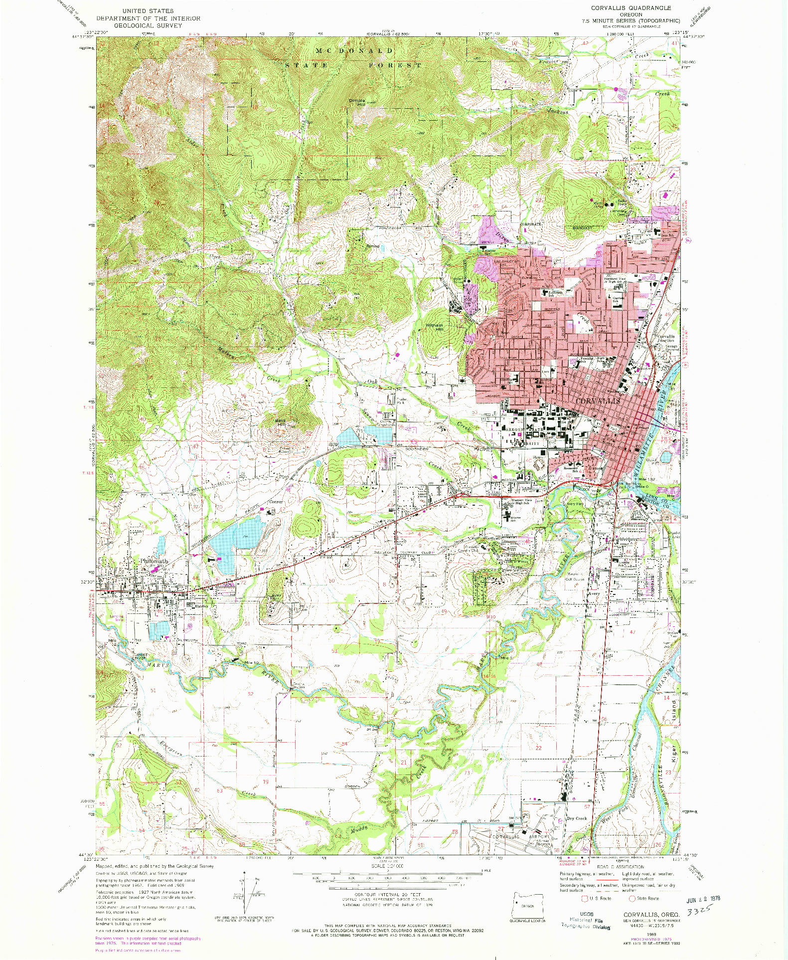 USGS 1:24000-SCALE QUADRANGLE FOR CORVALLIS, OR 1969