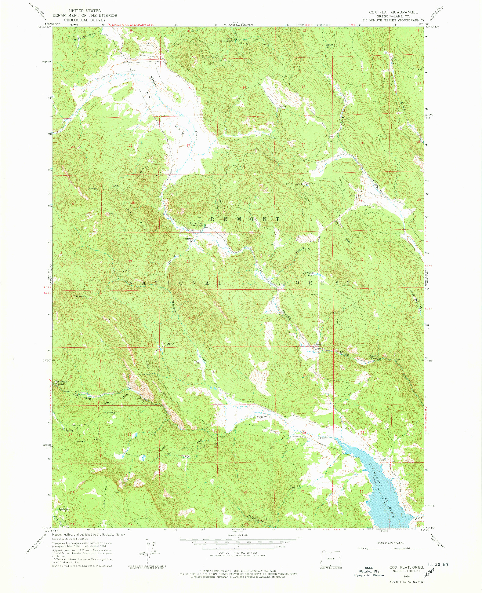 USGS 1:24000-SCALE QUADRANGLE FOR COX FLAT, OR 1964