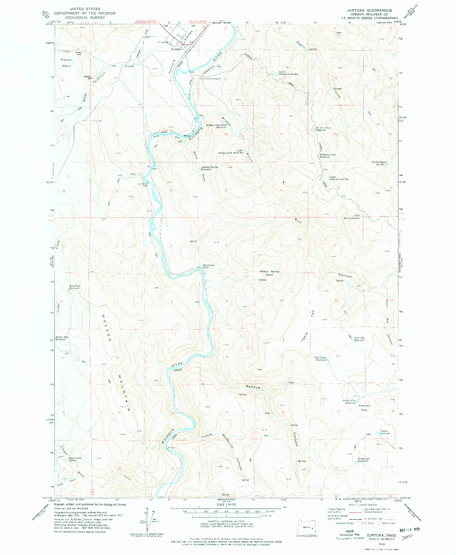 USGS 1:24000-SCALE QUADRANGLE FOR JUNTURA, OR 1978