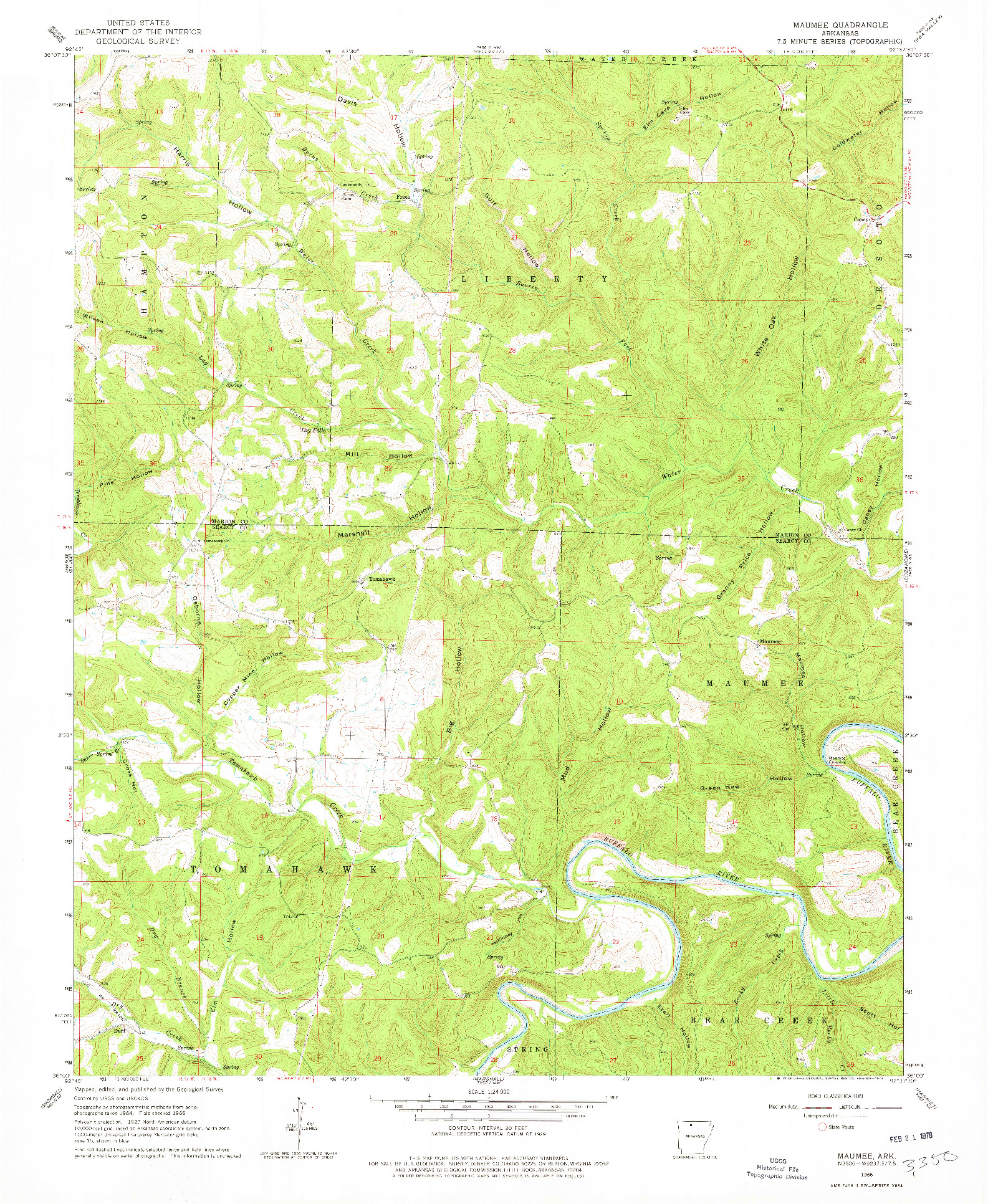 USGS 1:24000-SCALE QUADRANGLE FOR MAUMEE, AR 1966