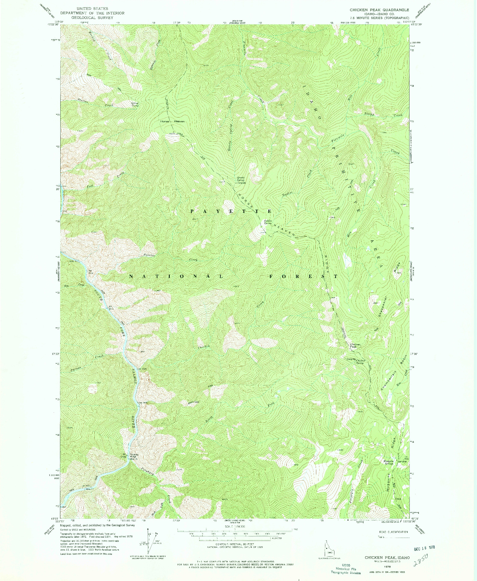 USGS 1:24000-SCALE QUADRANGLE FOR CHICKEN PEAK, ID 1978