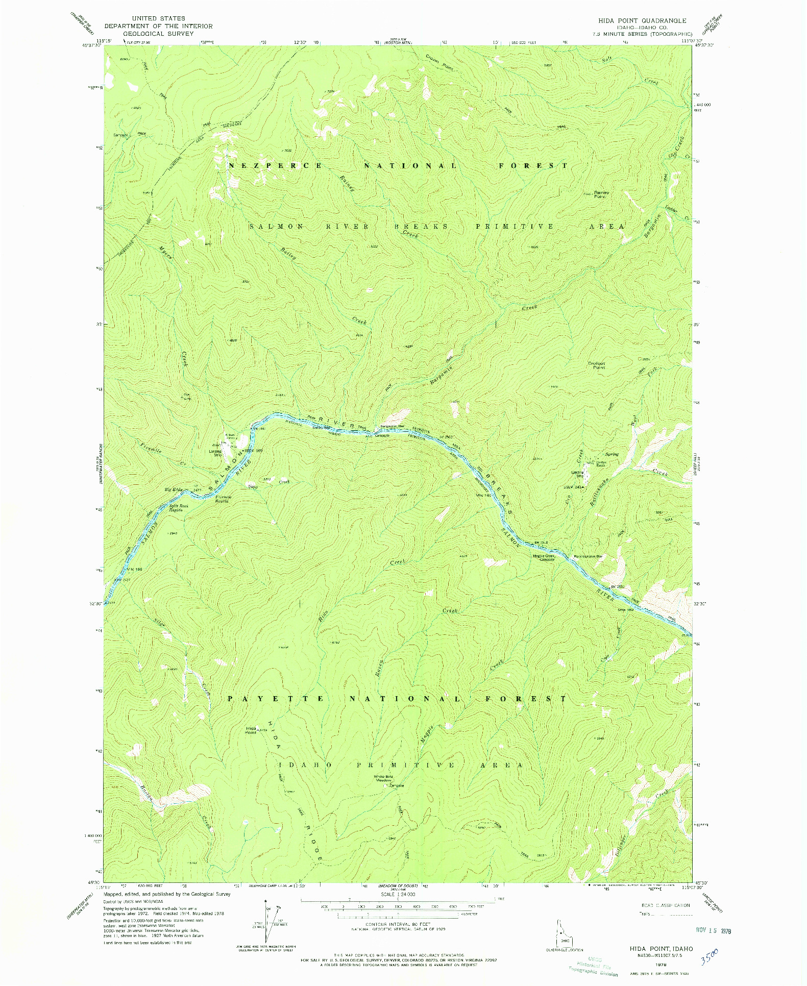USGS 1:24000-SCALE QUADRANGLE FOR HIDA POINT, ID 1978