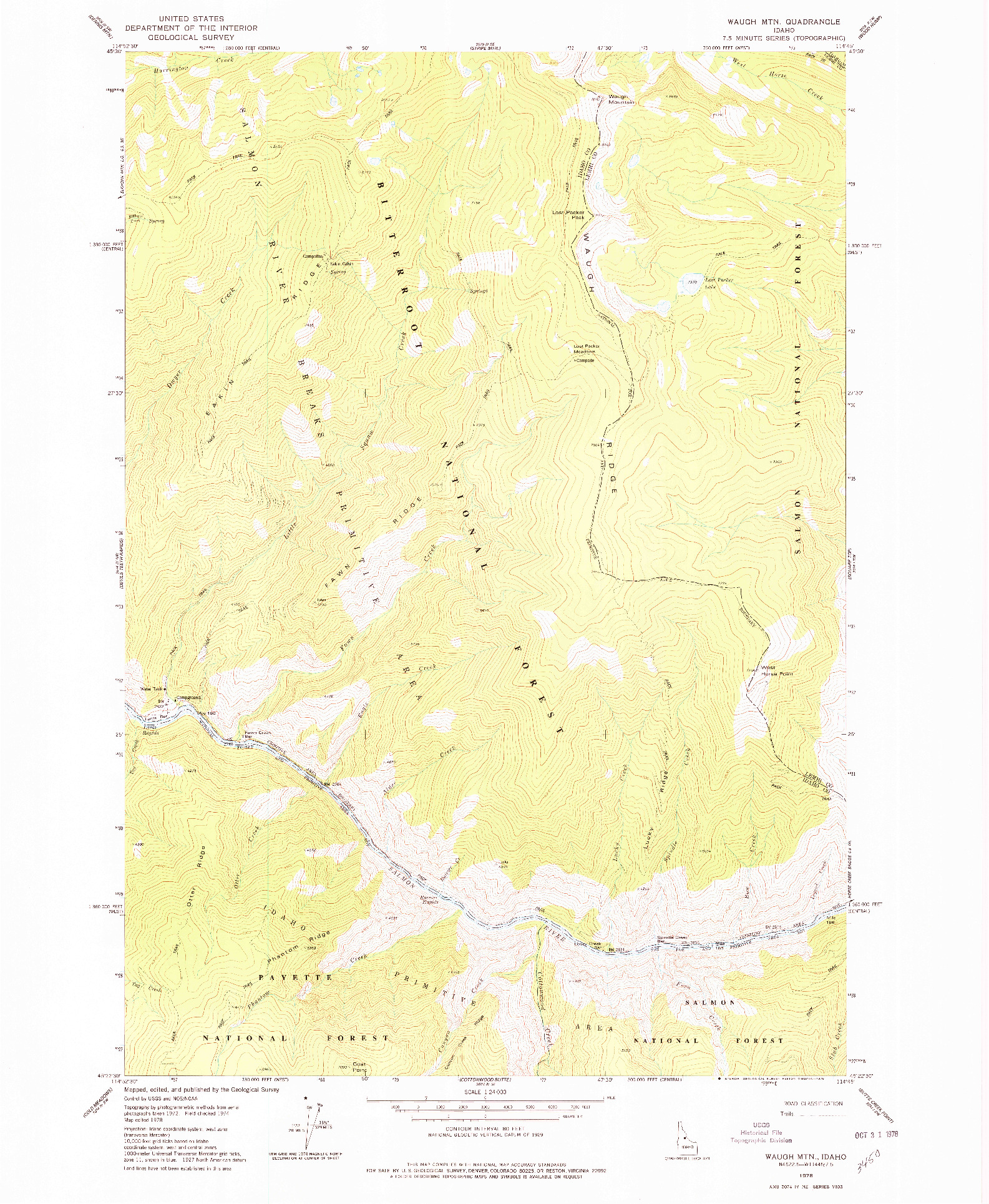 USGS 1:24000-SCALE QUADRANGLE FOR WAUGH MOUNTAIN, ID 1978