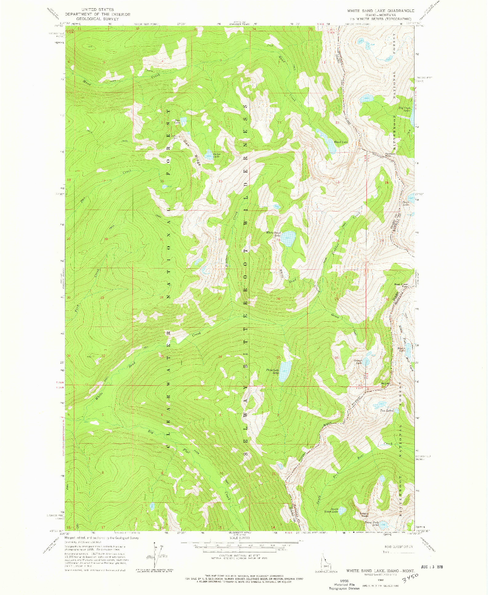 USGS 1:24000-SCALE QUADRANGLE FOR WHITE SAND LAKE, ID 1966