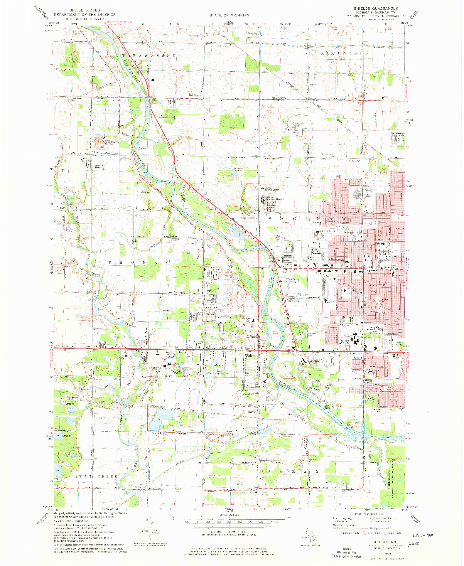 USGS 1:24000-SCALE QUADRANGLE FOR SHIELDS, MI 1975