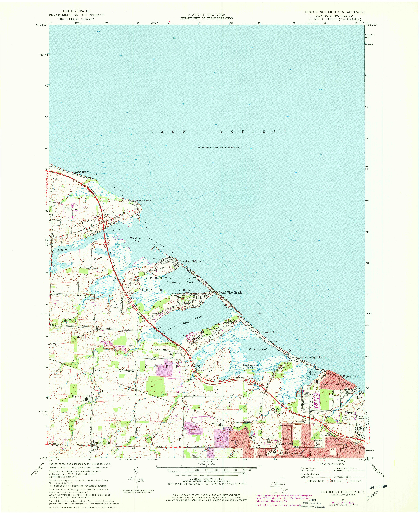 USGS 1:24000-SCALE QUADRANGLE FOR BRADDOCK HEIGHTS, NY 1971