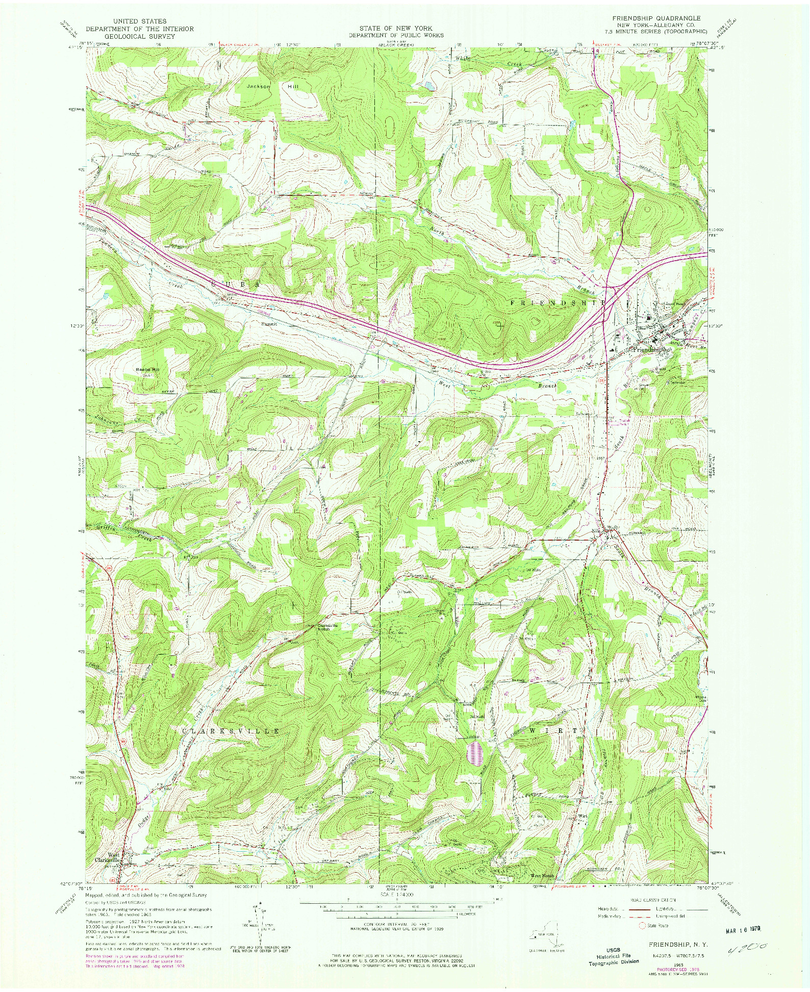 USGS 1:24000-SCALE QUADRANGLE FOR FRIENDSHIP, NY 1965