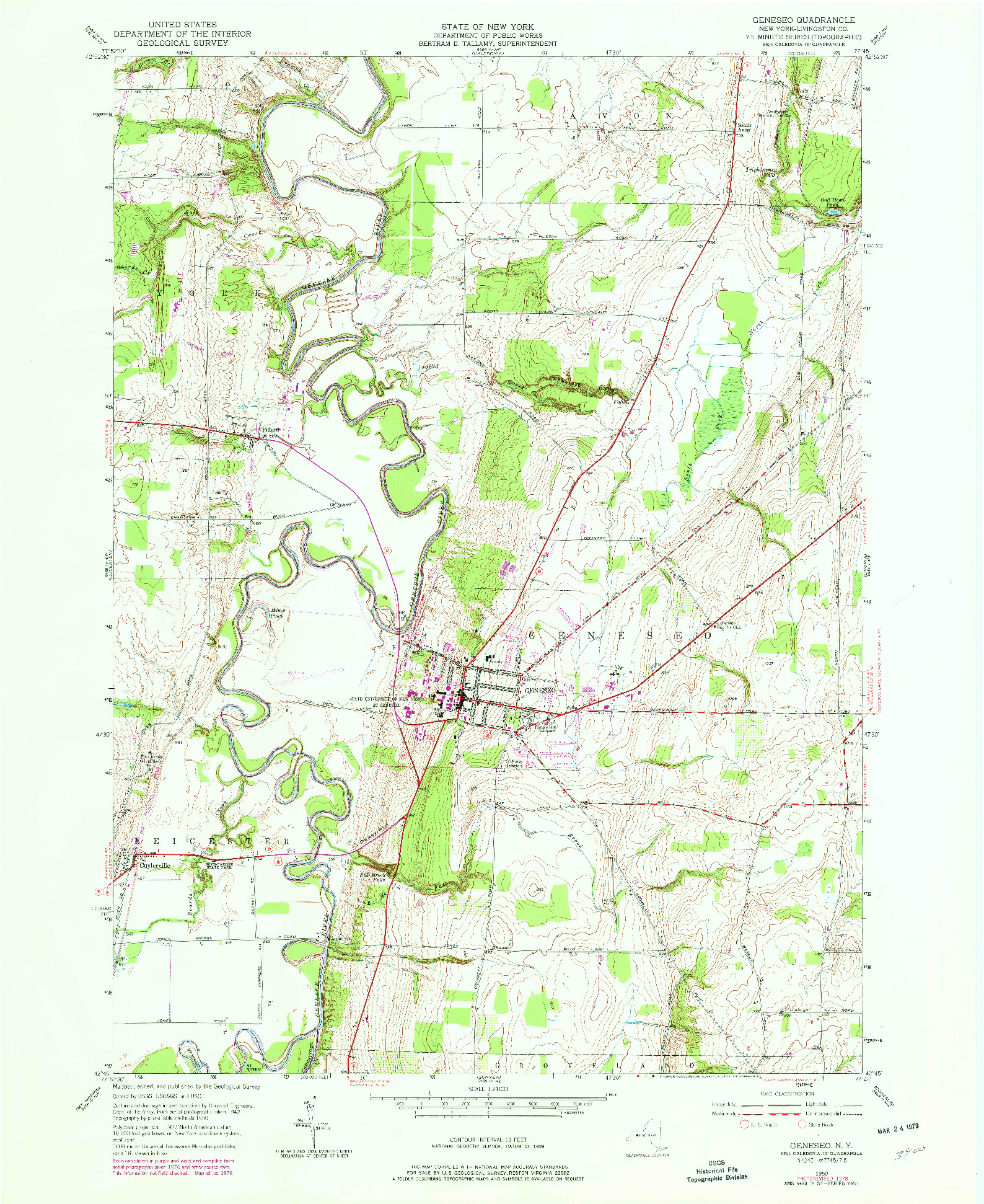 USGS 1:24000-SCALE QUADRANGLE FOR GENESEO, NY 1950