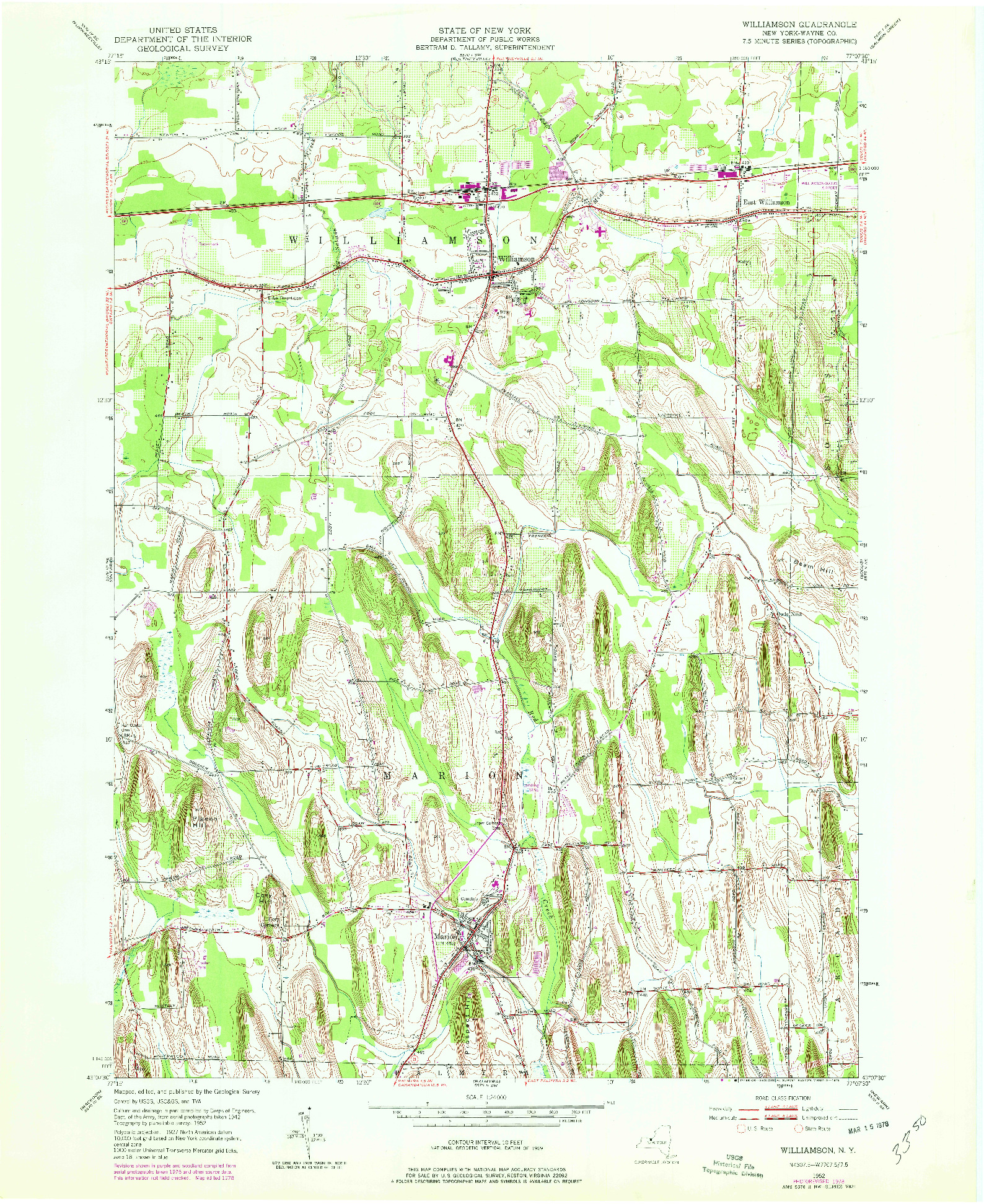 USGS 1:24000-SCALE QUADRANGLE FOR WILLIAMSON, NY 1952