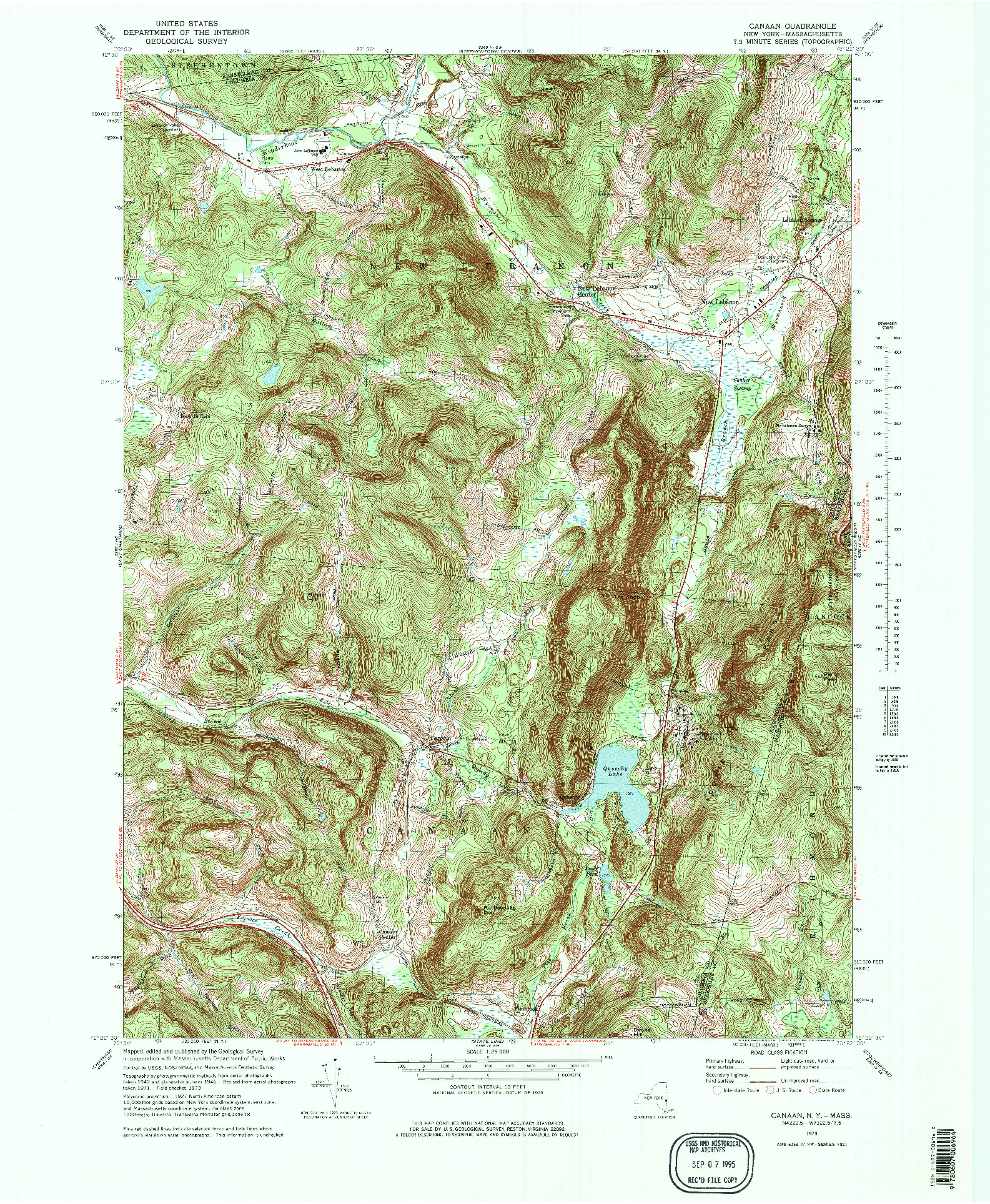 USGS 1:25000-SCALE QUADRANGLE FOR CANAAN, NY 1973