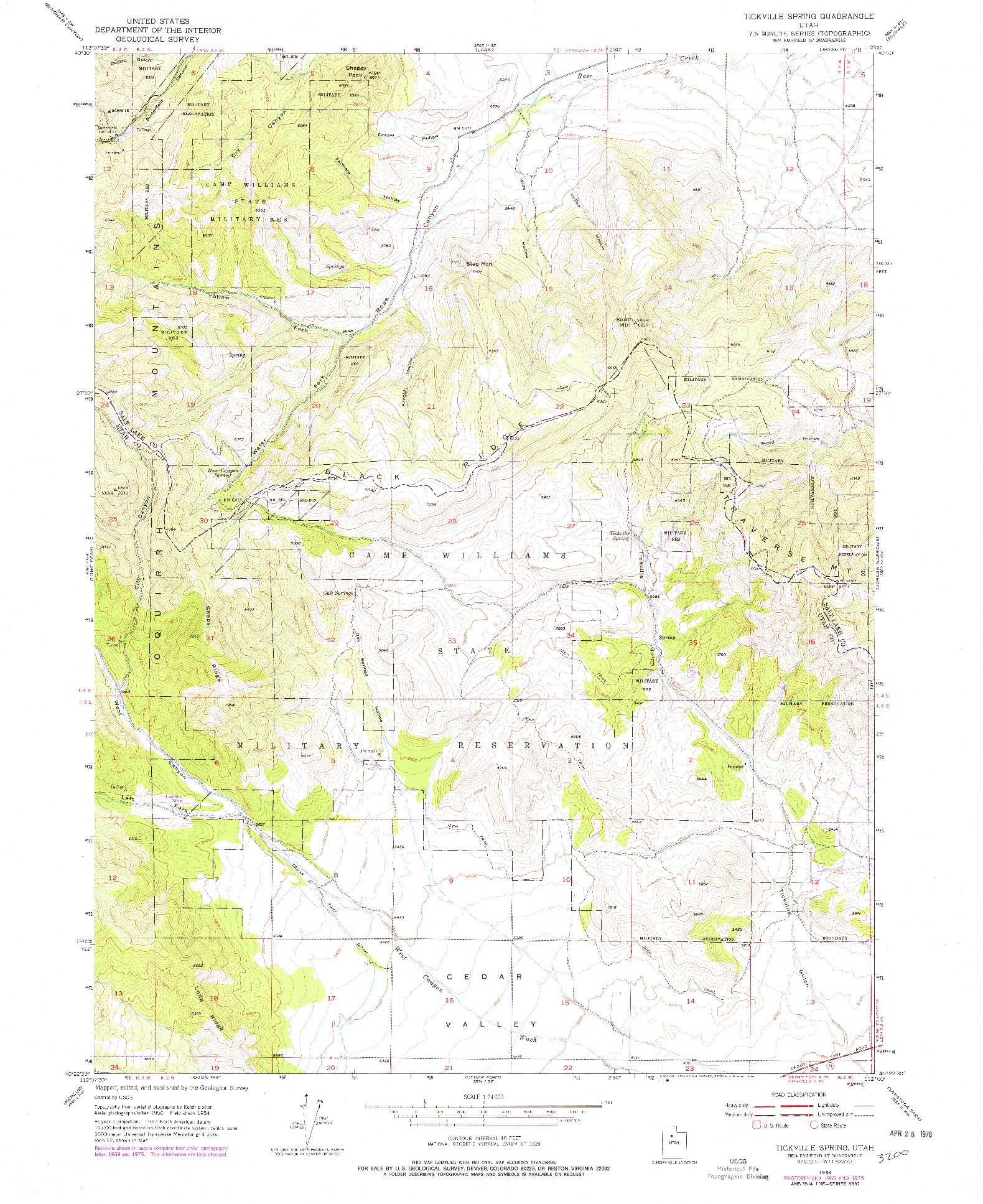 USGS 1:24000-SCALE QUADRANGLE FOR TICKVILLE SPRING, UT 1954