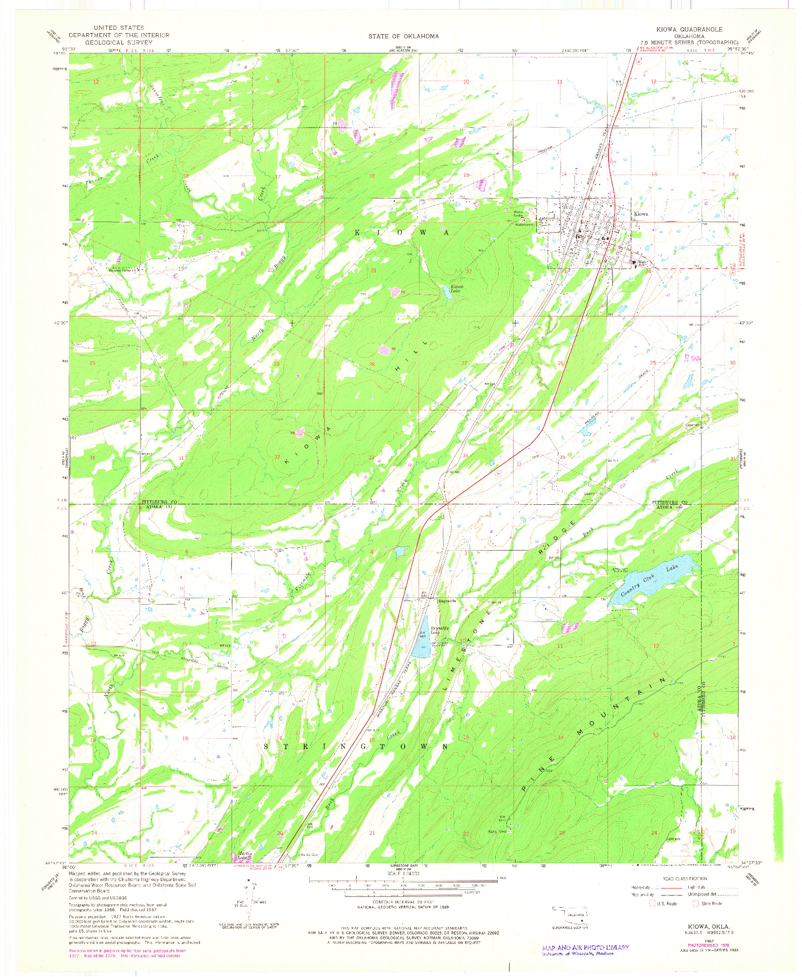 USGS 1:24000-SCALE QUADRANGLE FOR KIOWA, OK 1967