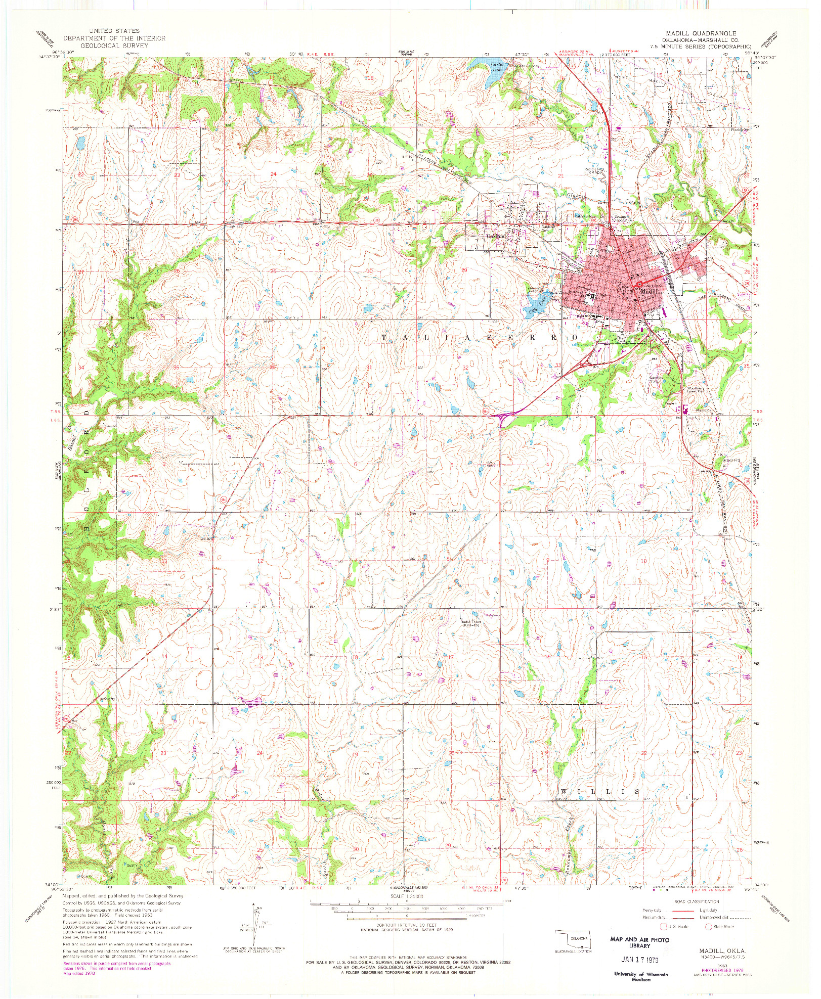 USGS 1:24000-SCALE QUADRANGLE FOR MADILL, OK 1963