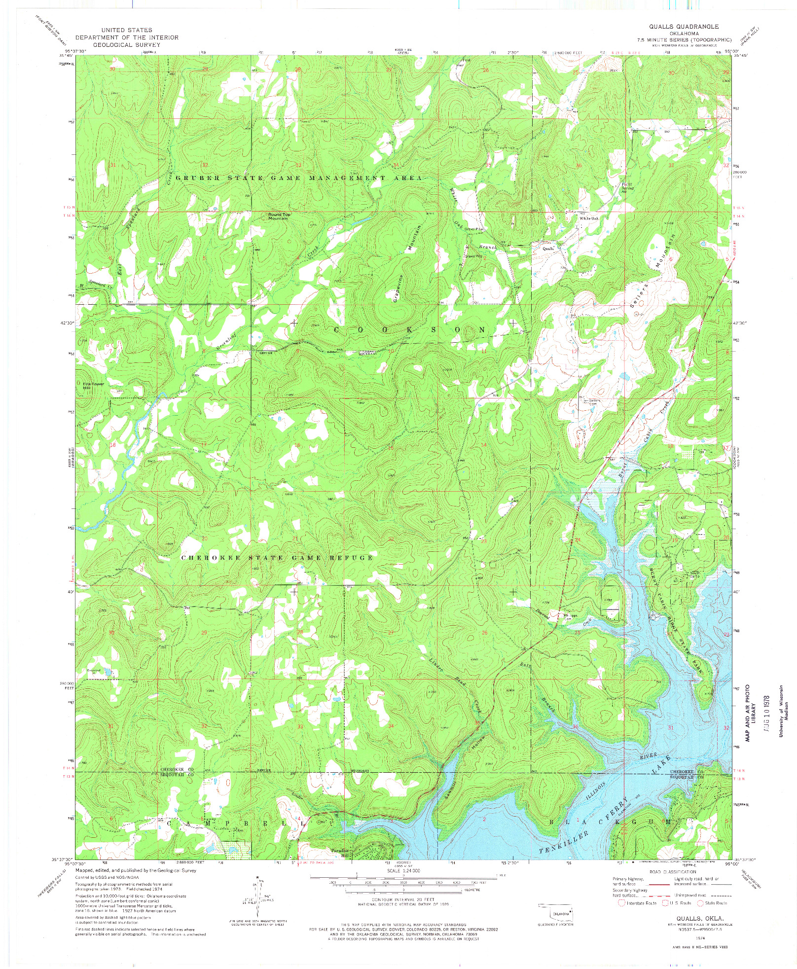 USGS 1:24000-SCALE QUADRANGLE FOR QUALLS, OK 1974