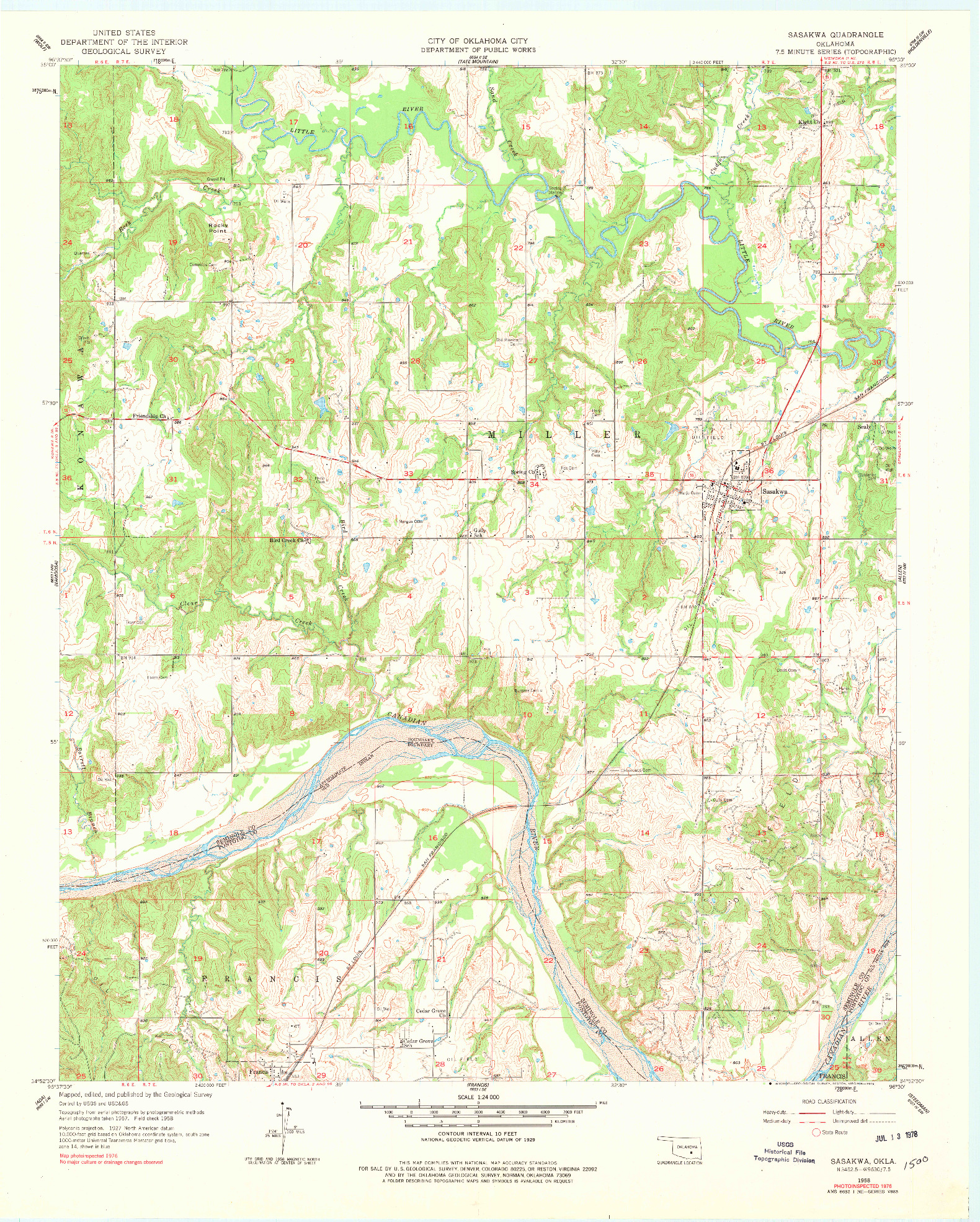 USGS 1:24000-SCALE QUADRANGLE FOR SASAKWA, OK 1958