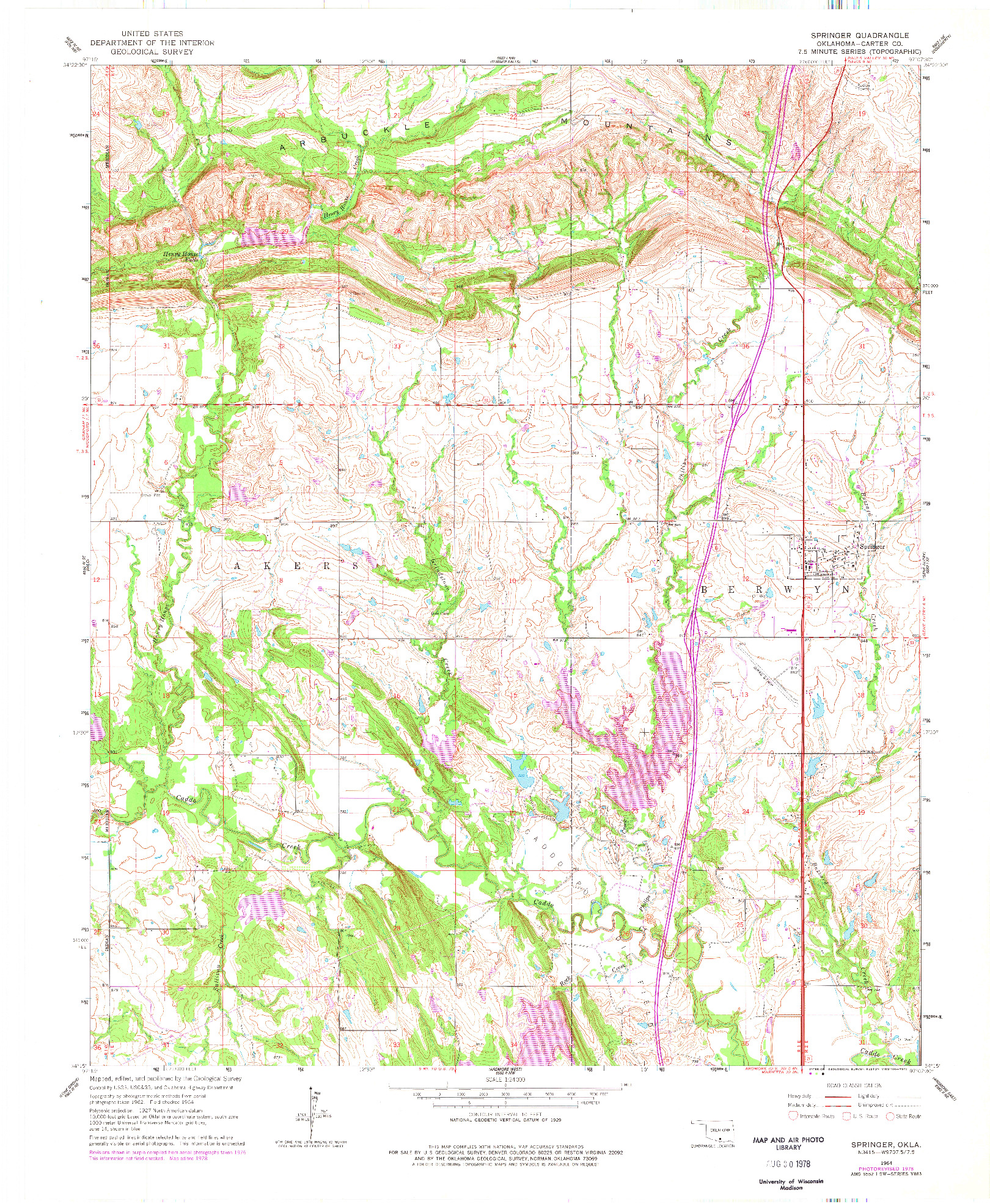 USGS 1:24000-SCALE QUADRANGLE FOR SPRINGER, OK 1964