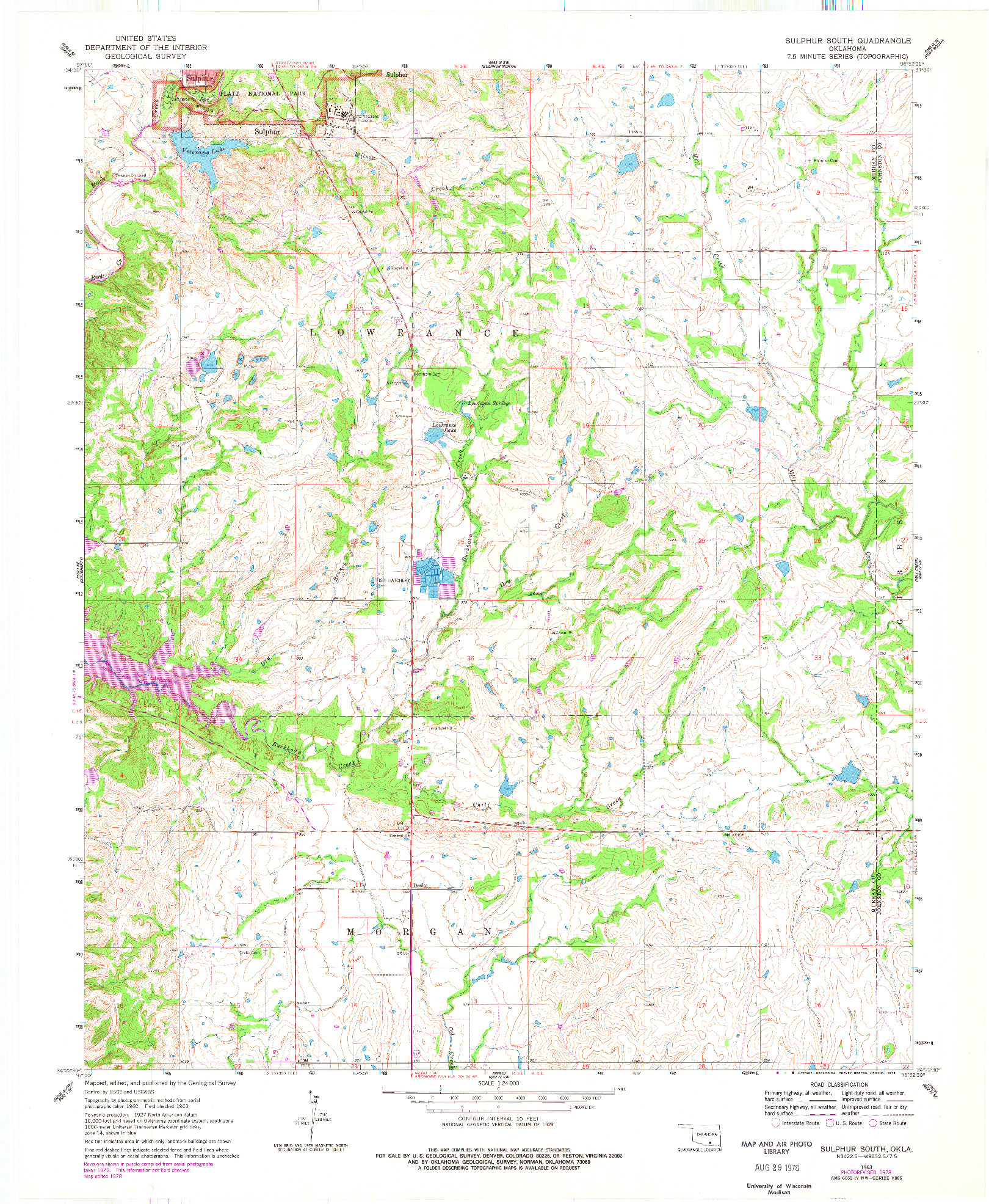 USGS 1:24000-SCALE QUADRANGLE FOR SULPHUR SOUTH, OK 1963