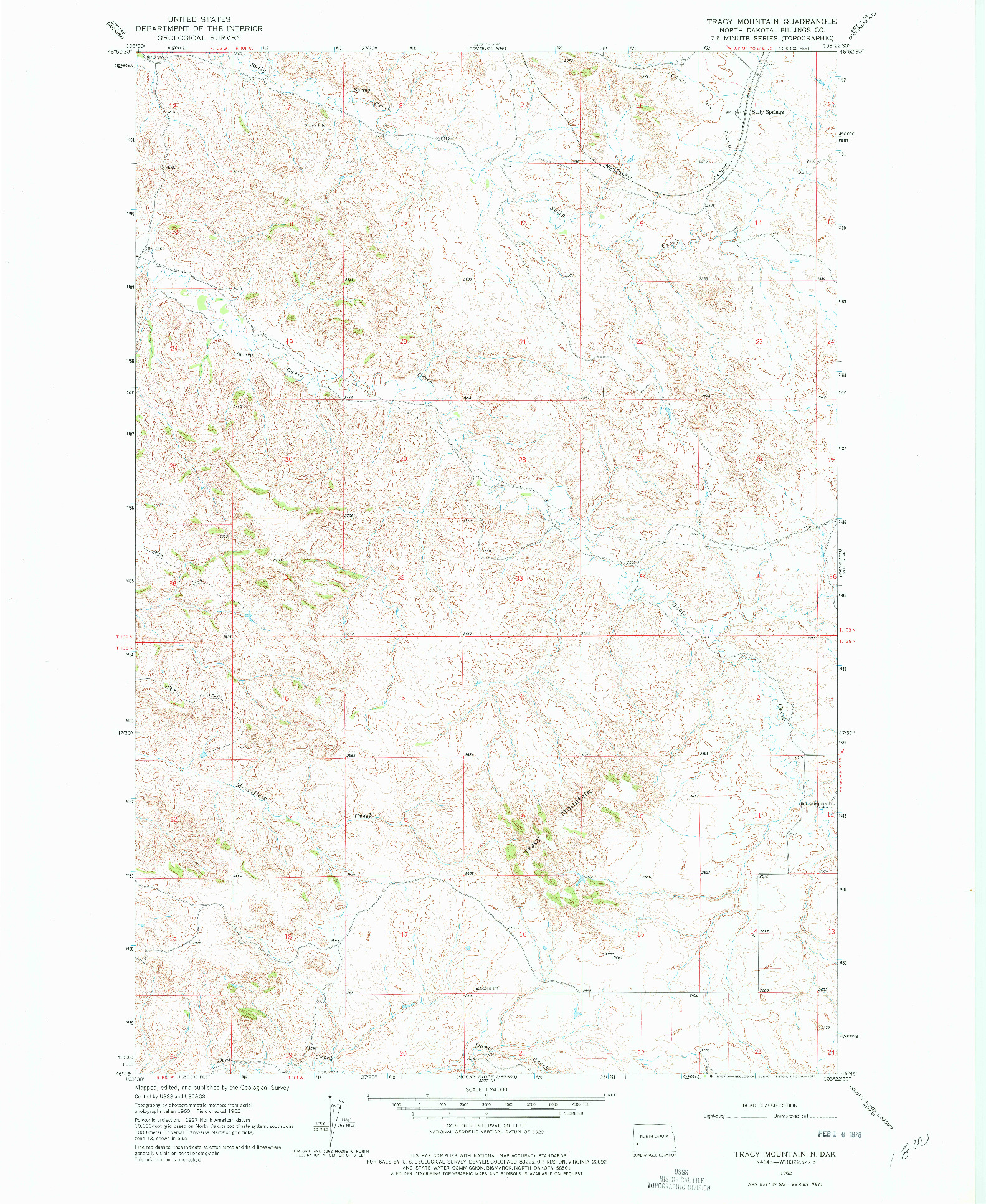 USGS 1:24000-SCALE QUADRANGLE FOR TRACY MOUNTAIN, ND 1962