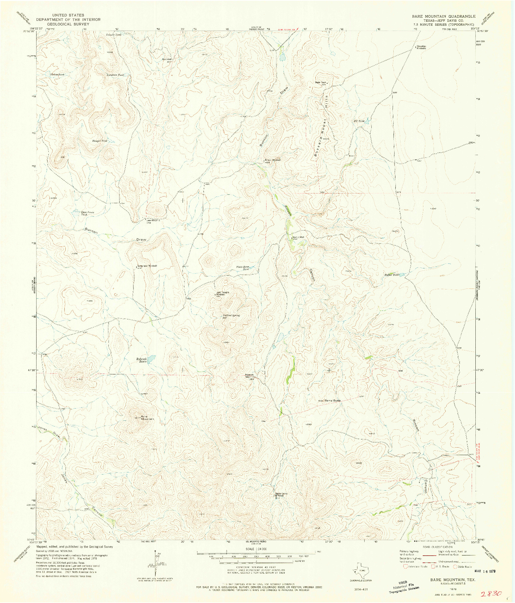 USGS 1:24000-SCALE QUADRANGLE FOR BARE MOUNTAIN, TX 1978