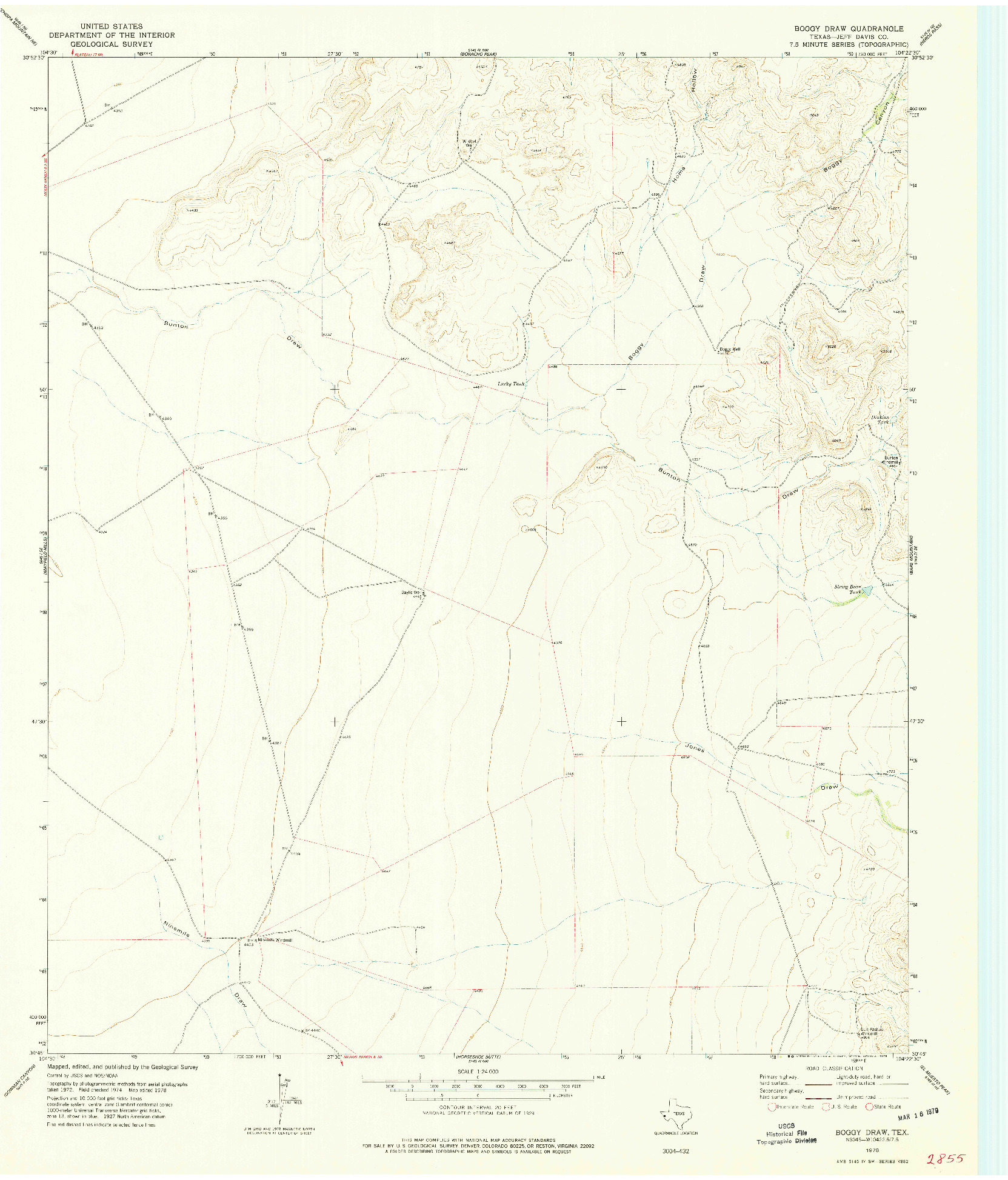 USGS 1:24000-SCALE QUADRANGLE FOR BOGGY DRAW, TX 1978