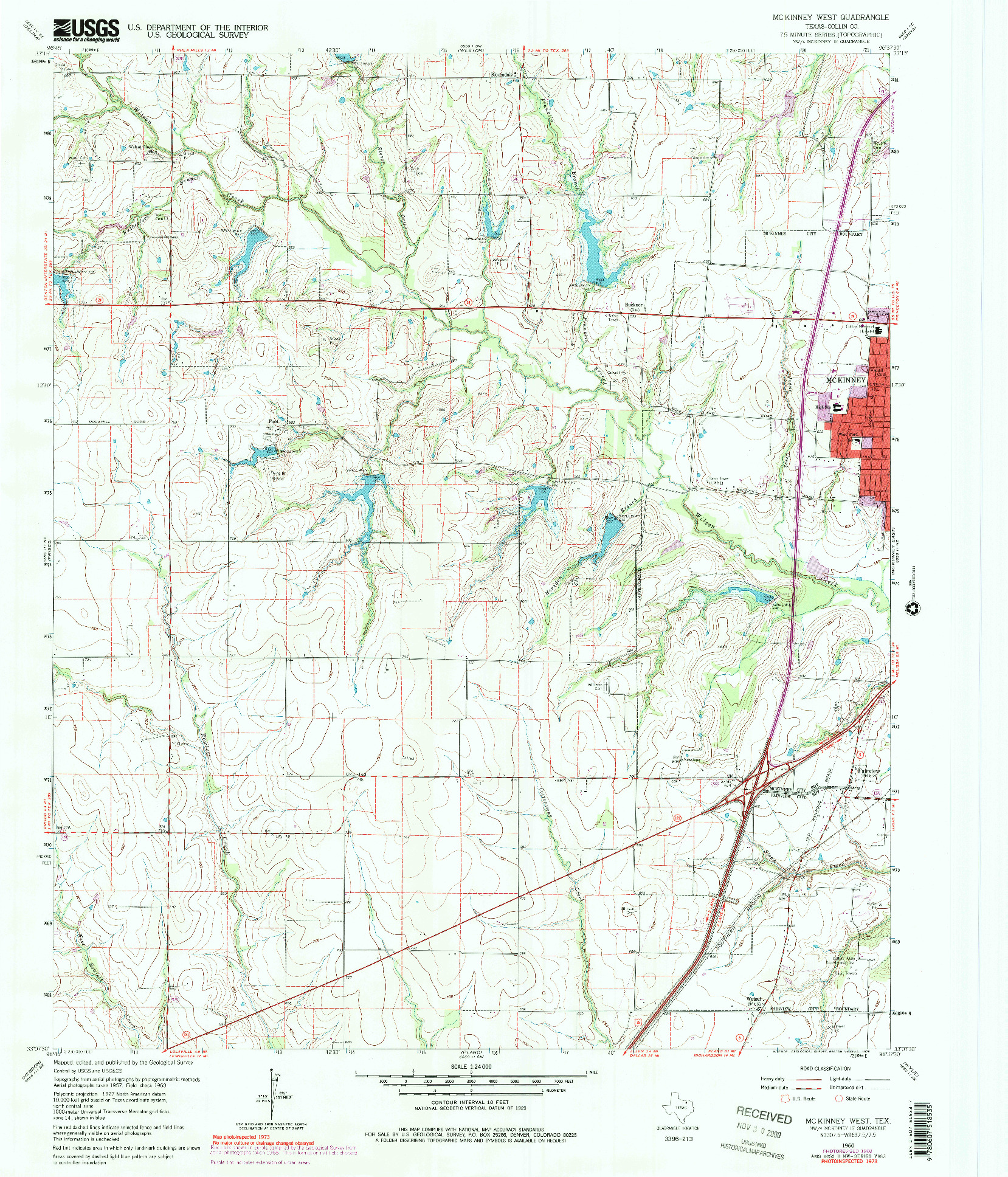 USGS 1:24000-SCALE QUADRANGLE FOR MCKINNEY WEST, TX 1960